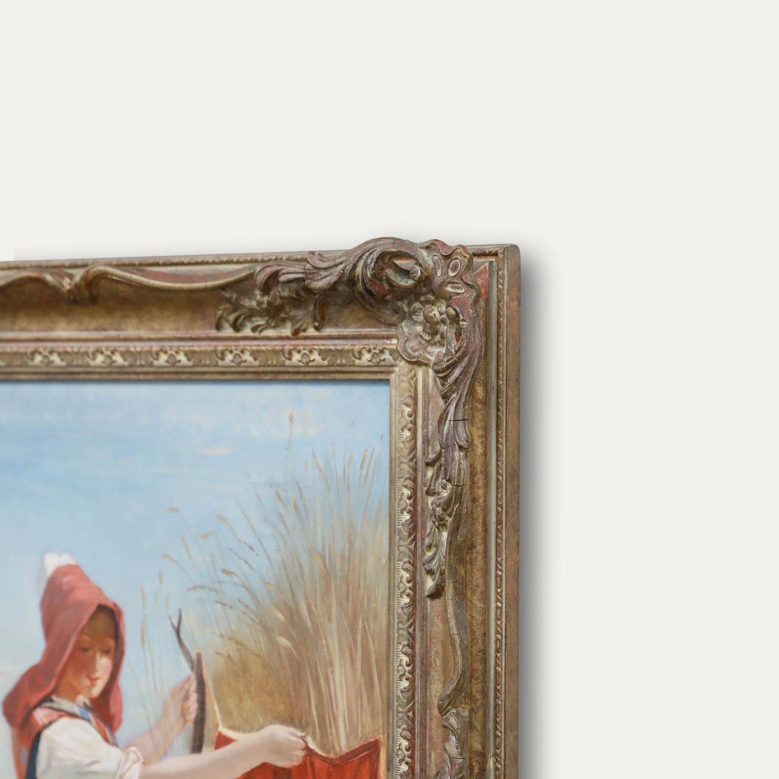 After Georges Edouard Darcy Framed 20th Century Oil, La Sieste Dans Les Blés photo vinterior