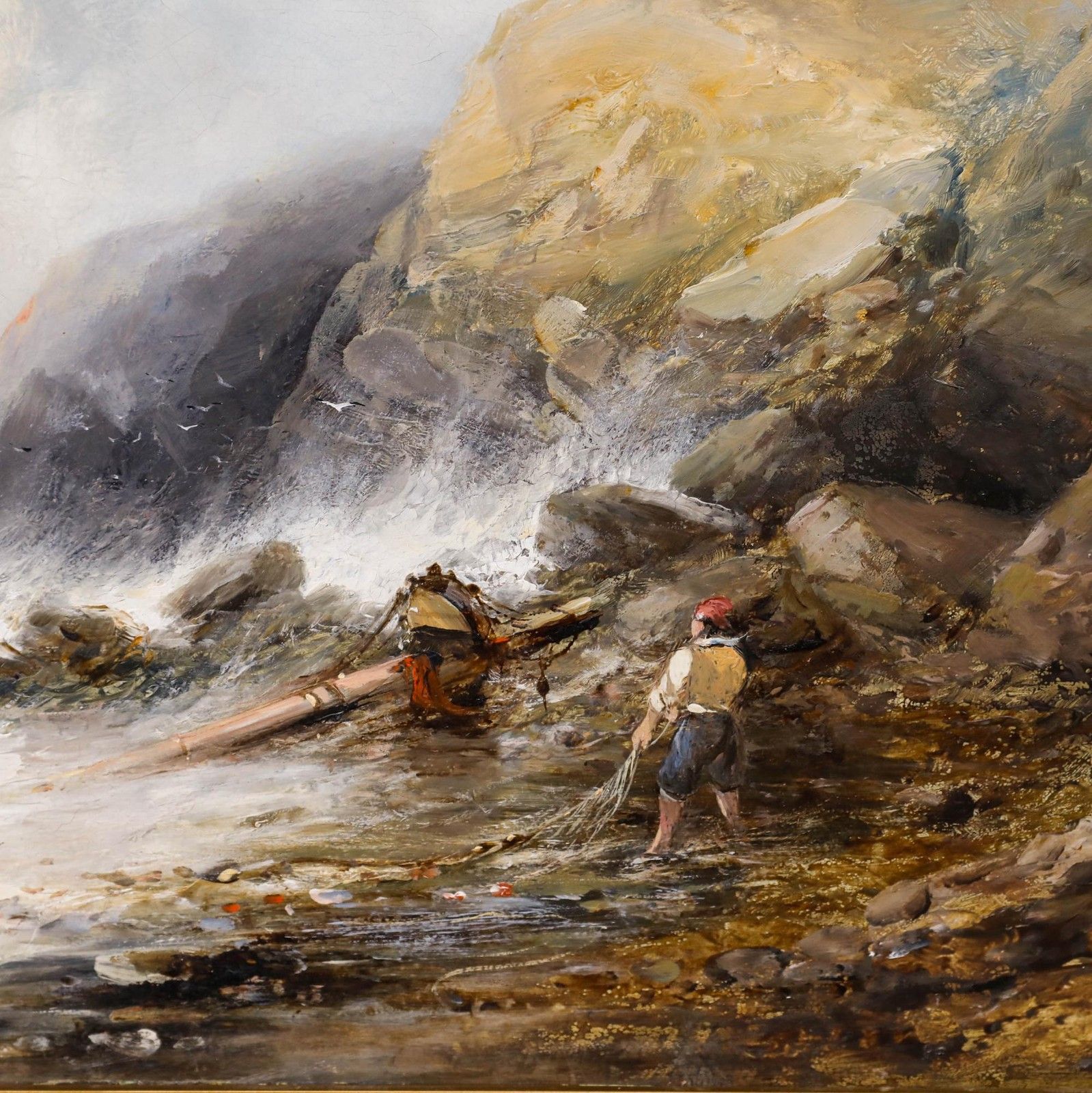 William James Durant Ready (1823 1873) Framed Oil, A Stranded Sailor photo Art