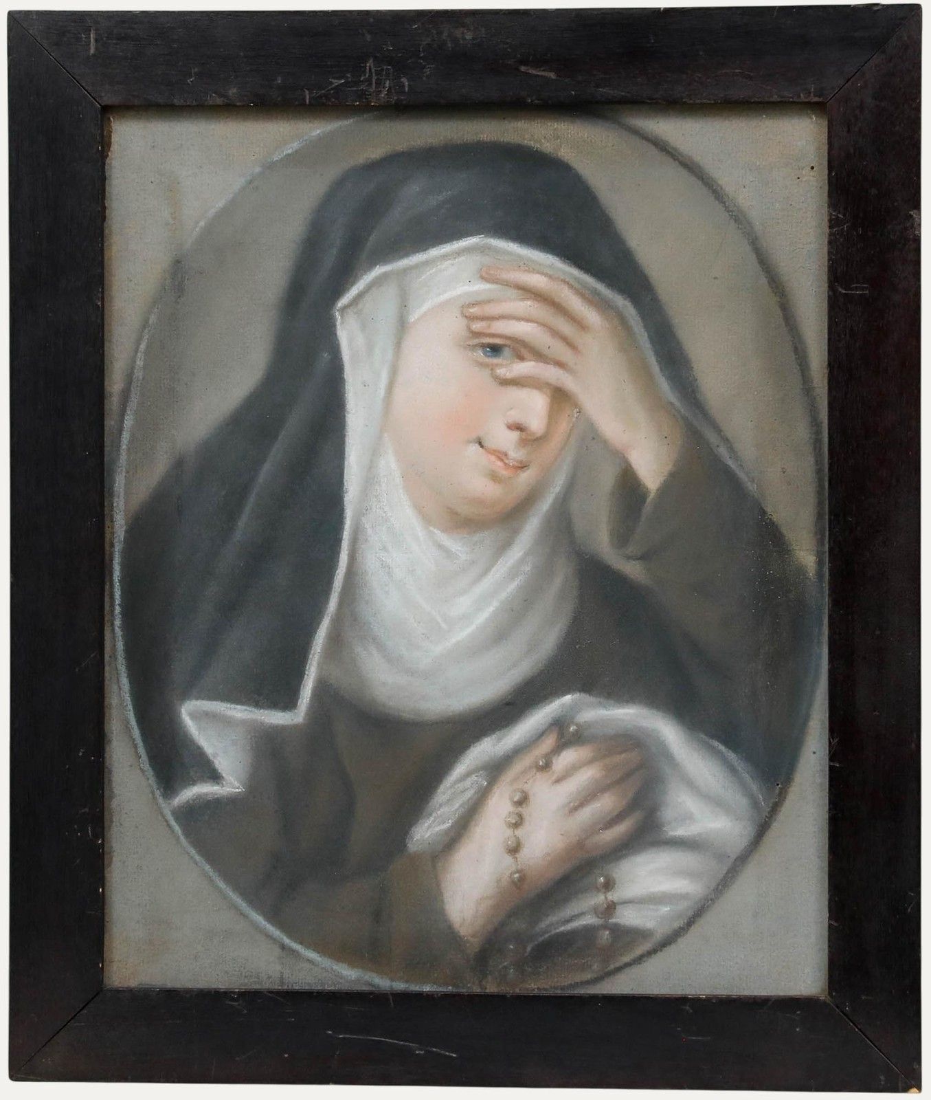 Framed 19th Century Pastel Portrait Of A Nun