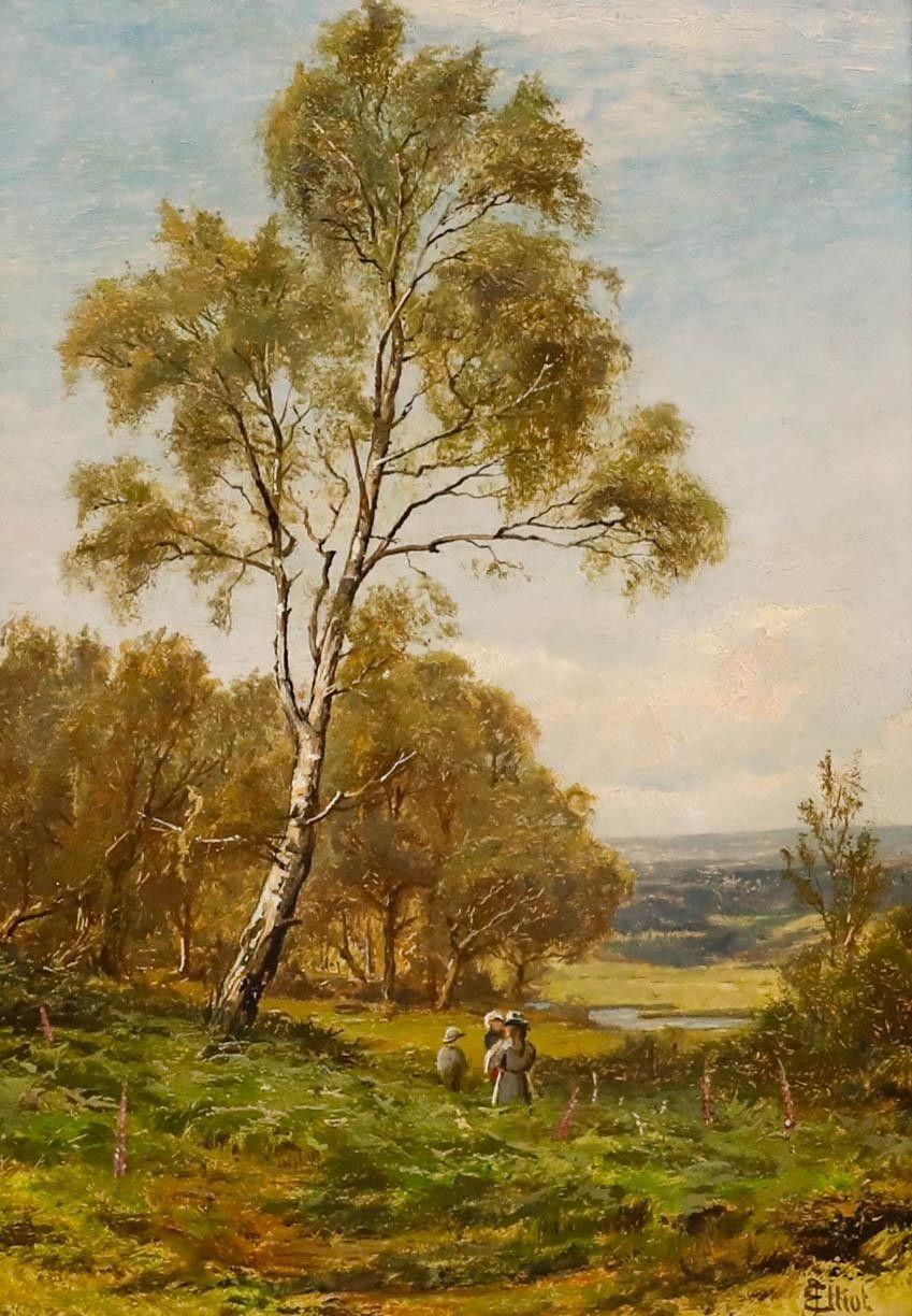 James Elliot (B.1850) Framed Late 19th Century Oil, A Walk In The Country photo furniture