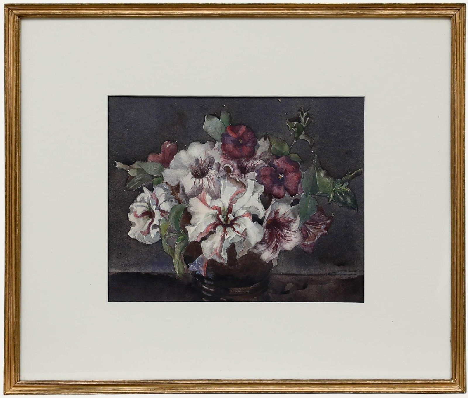 Margaret Worsley Early 20th Century Watercolour, Still Life With Petunias