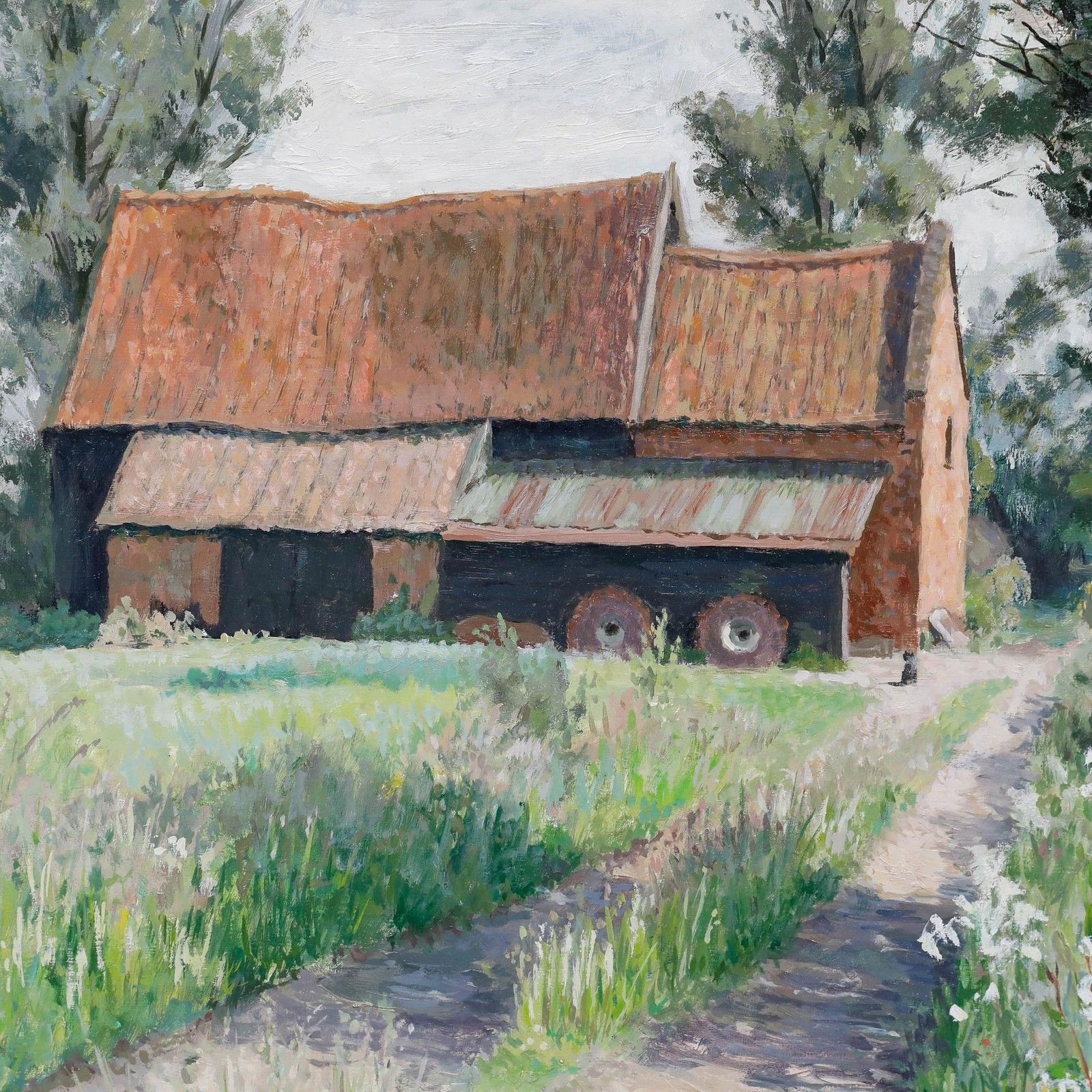 Pauline Plummer (B.1933) Contemporary Oil, The Red Barn photo Art