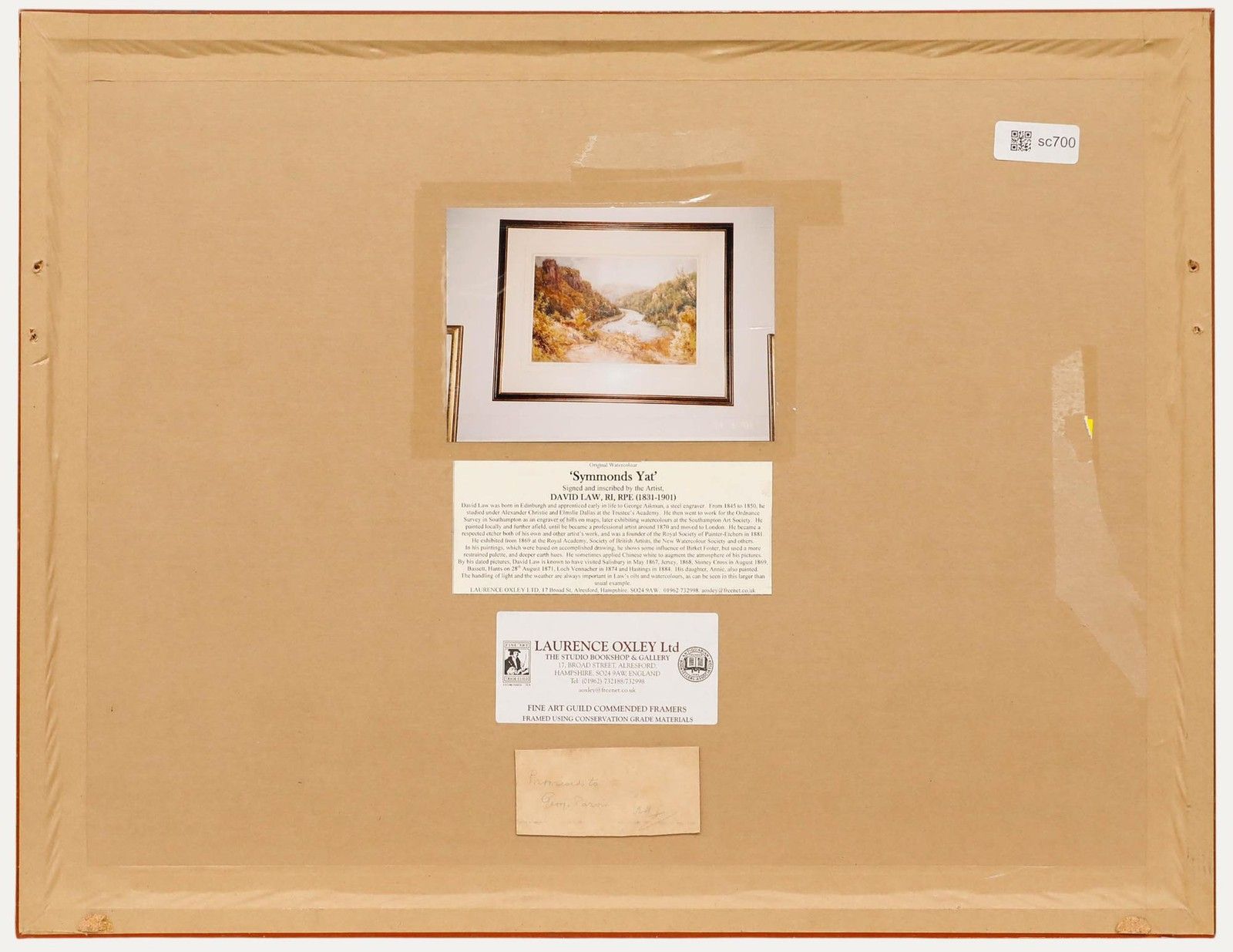 David Law (1831 1901) Framed Late 19th Century Watercolour, Symonds Yat photo for sale