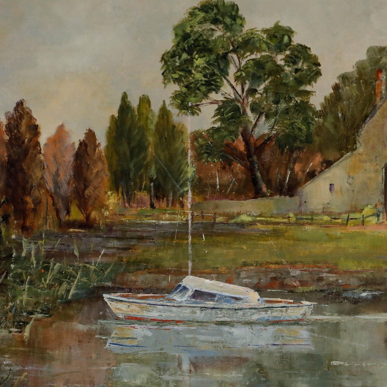 Jill White 20th Century Oil, A Day On The River photo Art