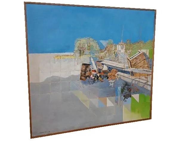 Large Abstract Painting Maurizio Bini (1940) Signed And Dated 1972 photo Art