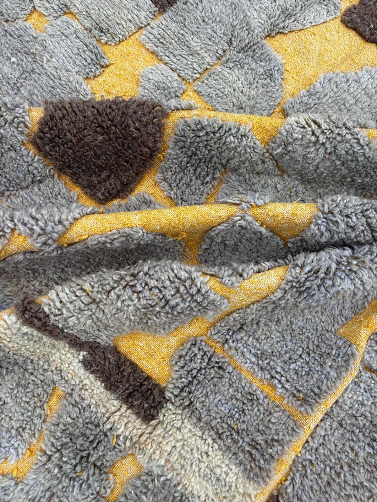 Moroccan Mrirt Rug 190x300 Cm | Handmade Wool Area Rug | Yellow And Gray Abstract Design | Luxury Berber Rug | Free Worldwide Shipping photo 1241.0