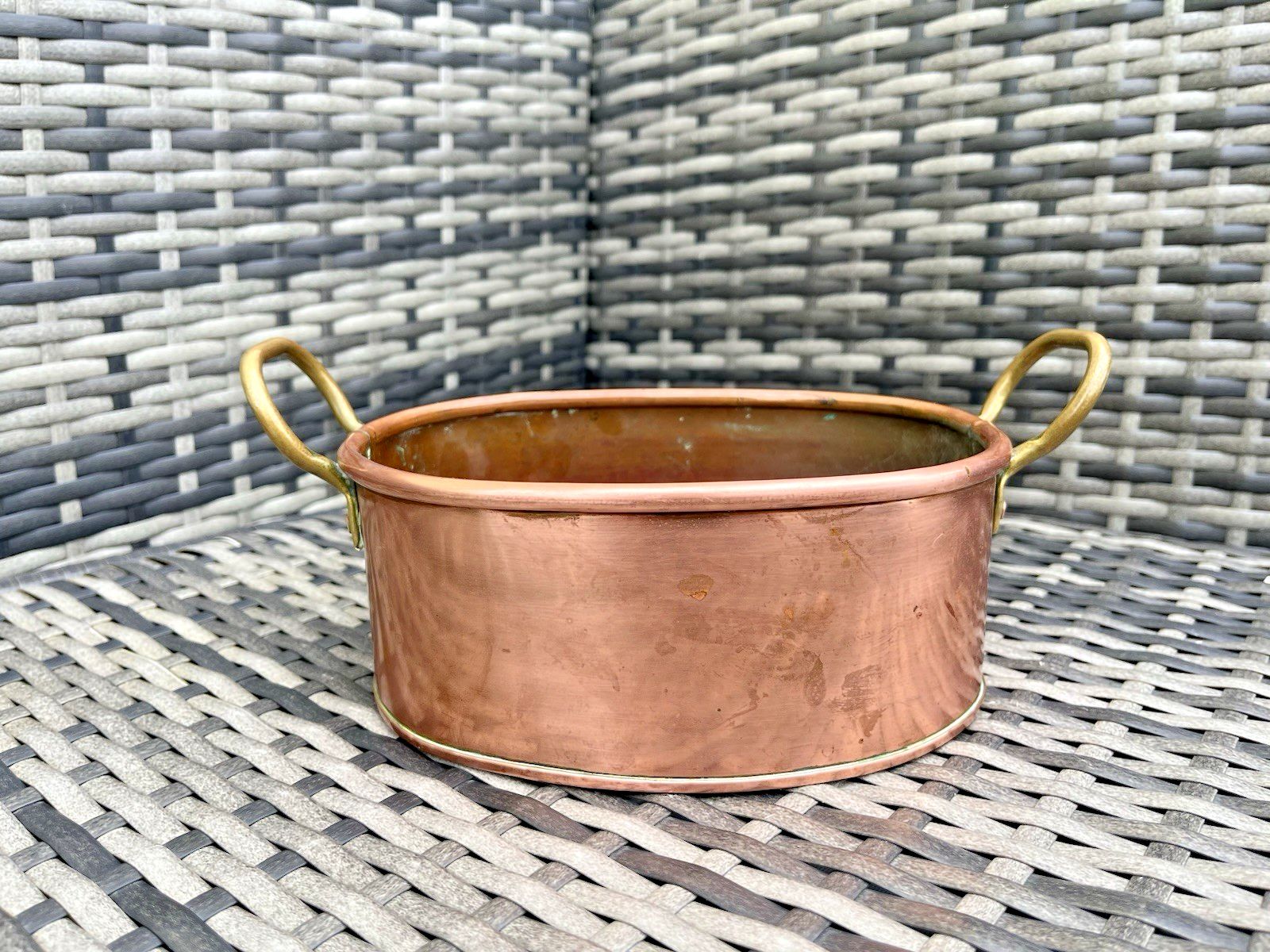 Antique Victorian Oval Copper & Brass Flower Trough Planter Plant Pot Vintage photo 65.0