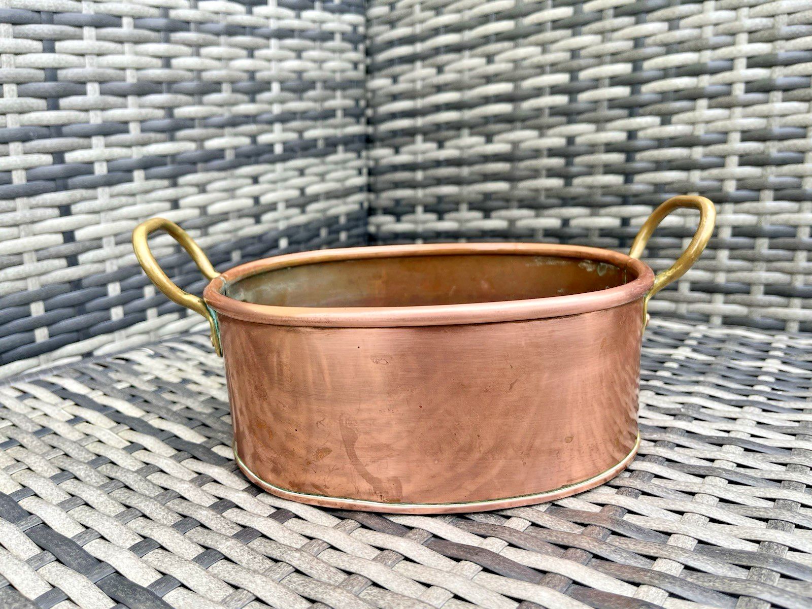 Antique Victorian Oval Copper & Brass Flower Trough Planter Plant Pot Vintage photo buy