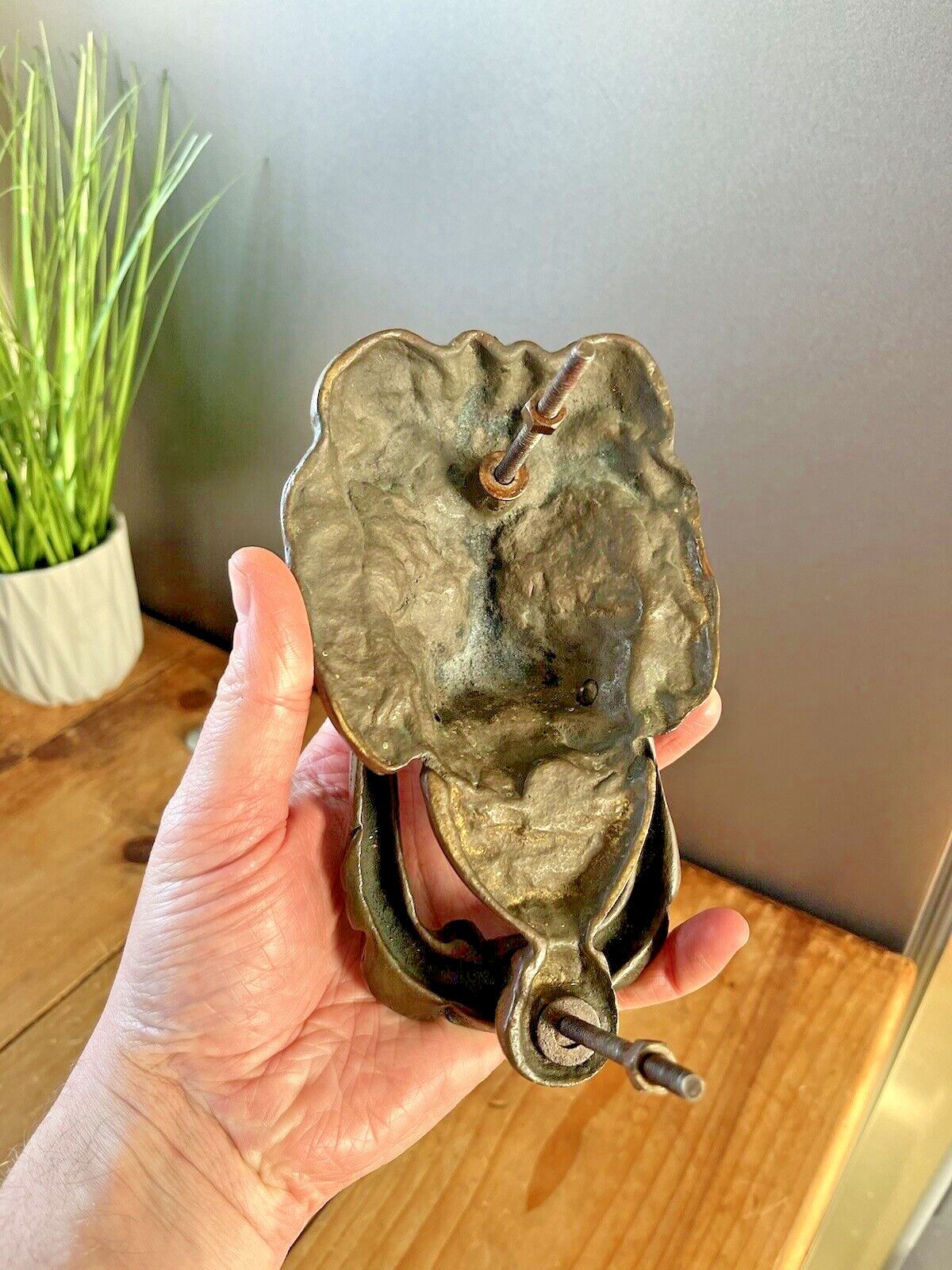 Quality Antique Lions Head Mask Bronze Brass Door Knocker Grand Regal French photo 135.0
