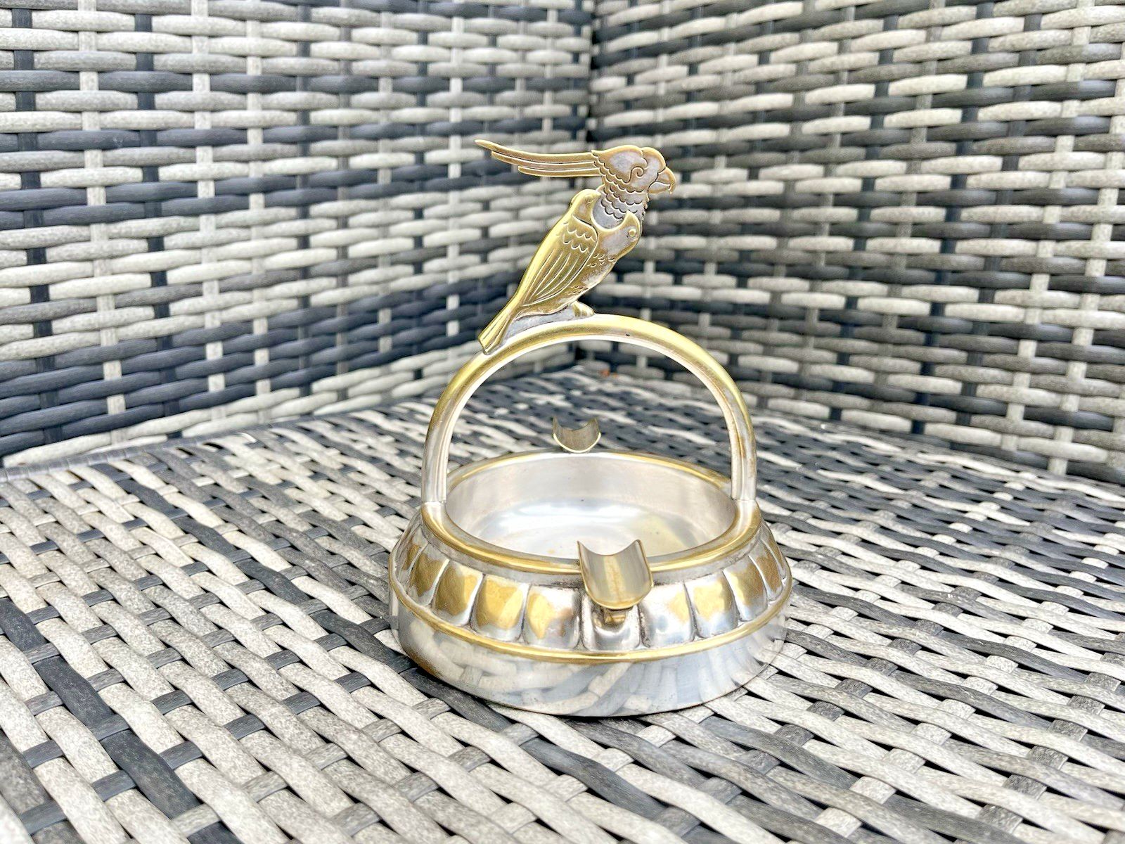 Antique Art Deco Silver Plated Cockatoo / Parrot Cigar Cutter Desk Table Ashtray photo Home Decor
