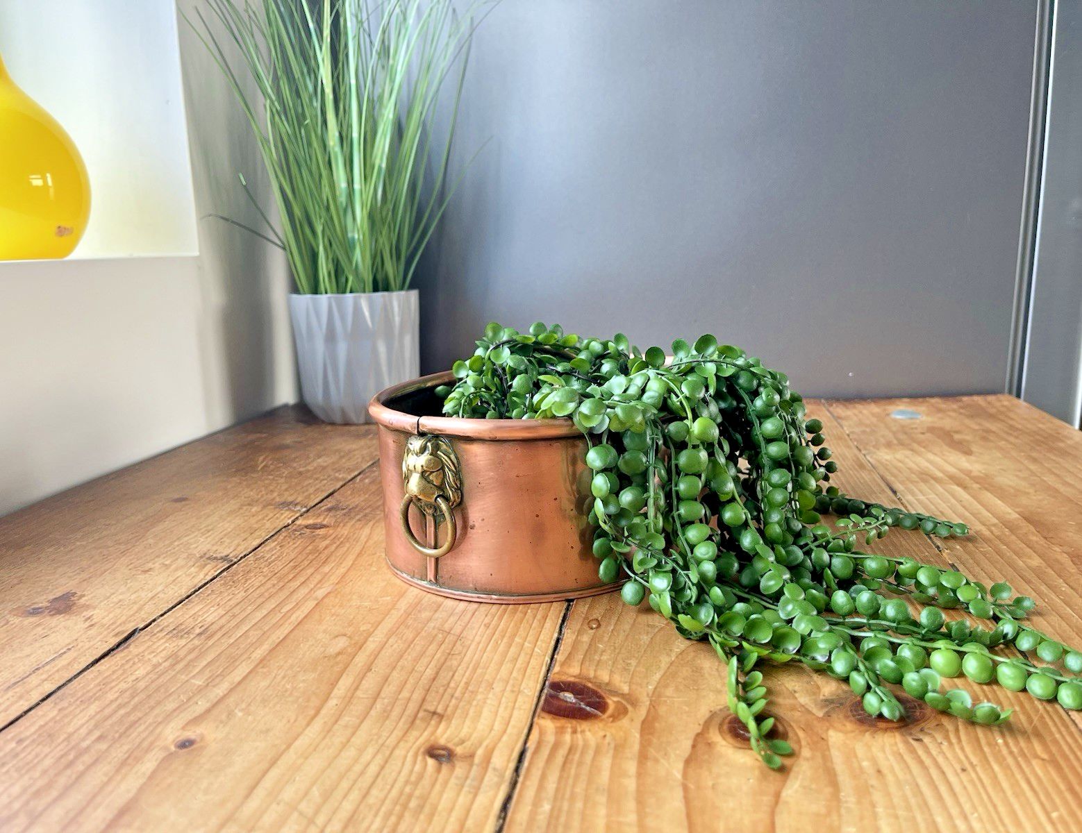Antique Victorian Oval Copper Flower Trough Brass Lion Plant Pot Planter Vintage photo furniture
