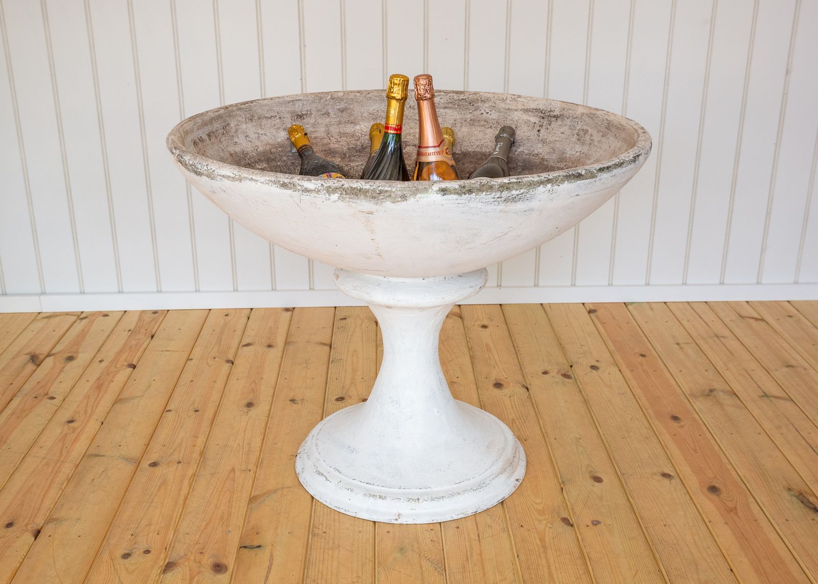 Monumental Pedestal Planter & Stand Country House Stamped Sculptural Classical Mcm 1950s Champagne Bath Neoclassical Bird Bath Guhl Garden Ornament photo vinterior