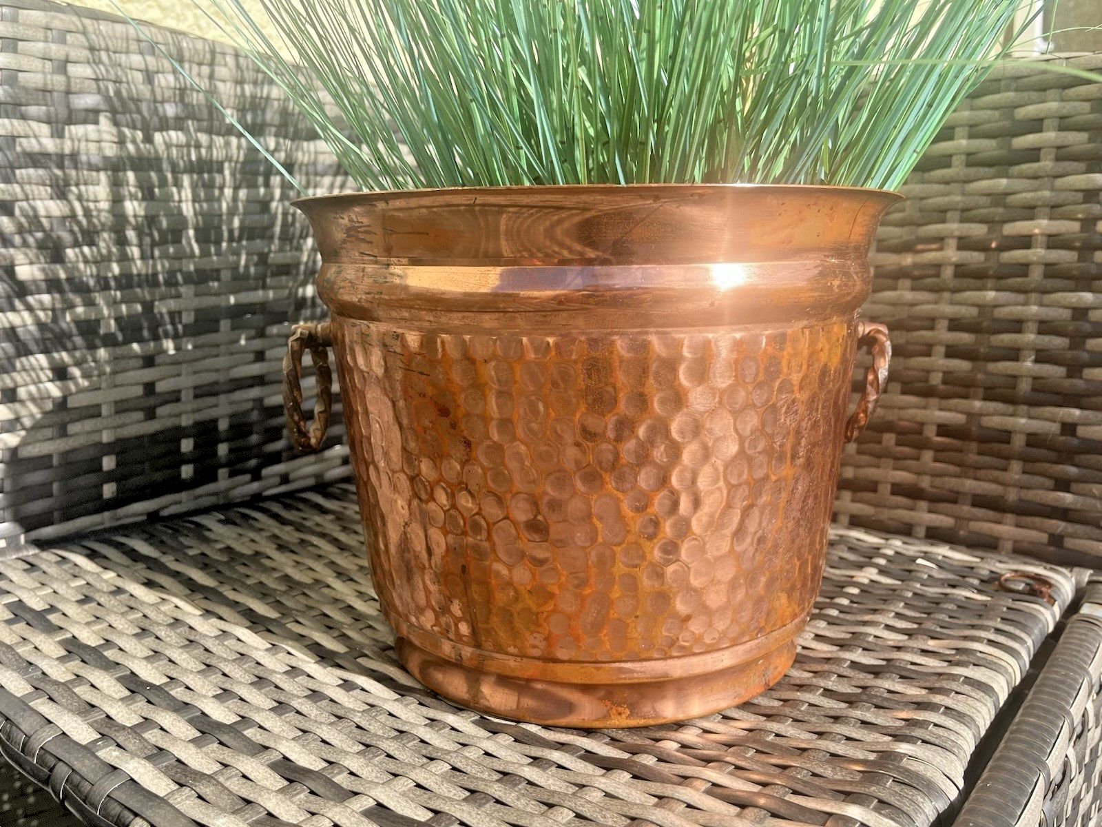 French Lecellier Villedieu Beaten Planished Copper Jardiniere Planter Plant Pot photo Garden Decor