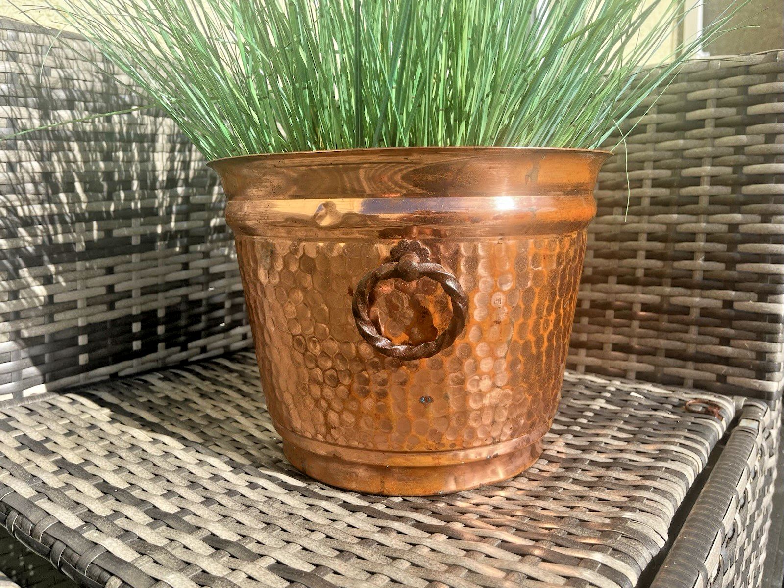 French Lecellier Villedieu Beaten Planished Copper Jardiniere Planter Plant Pot photo 108.0