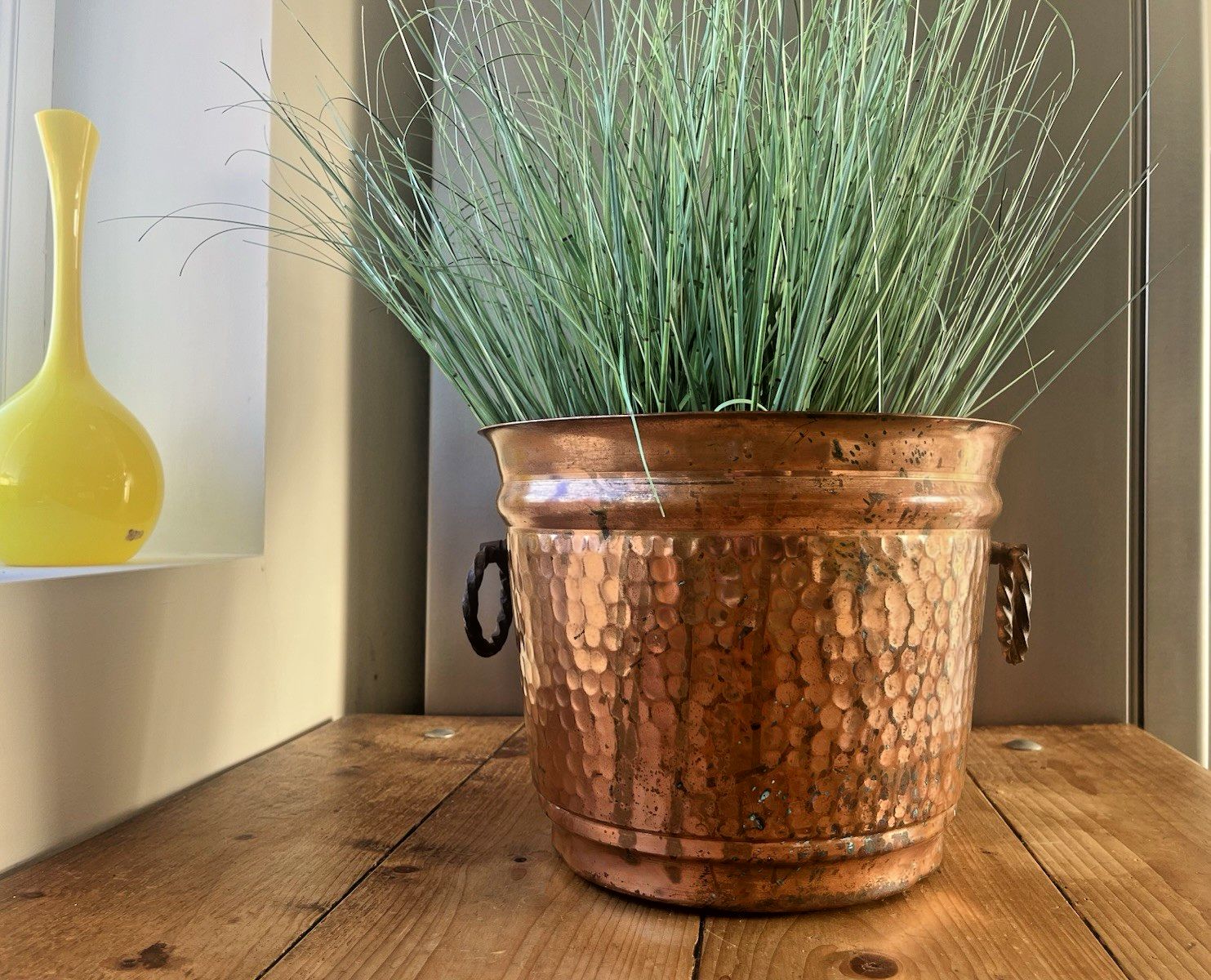 French Lecellier Villedieu Beaten Planished Copper Jardiniere Planter Plant Pot photo vinterior