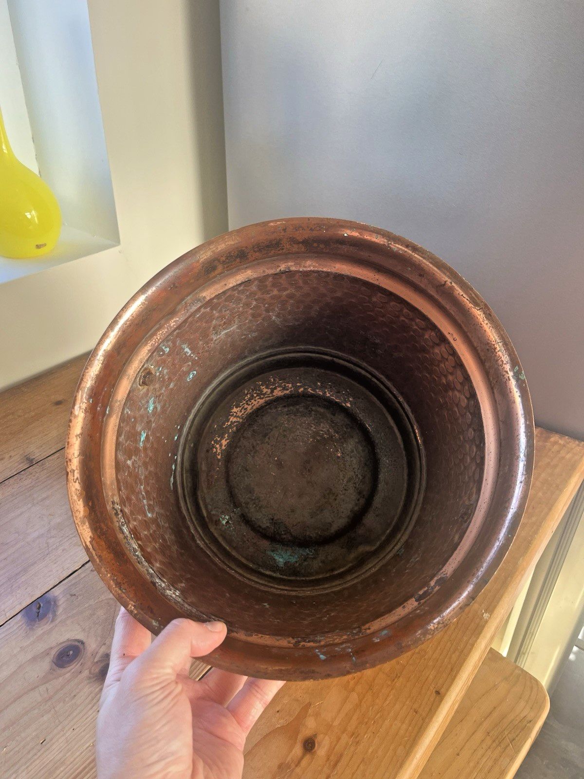 photo buy French Lecellier Villedieu Beaten Planished Copper Jardiniere Planter Plant Pot