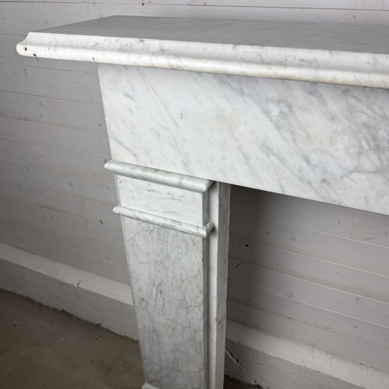 Large Original Edwardian White Marble Fire Surround photo vinterior