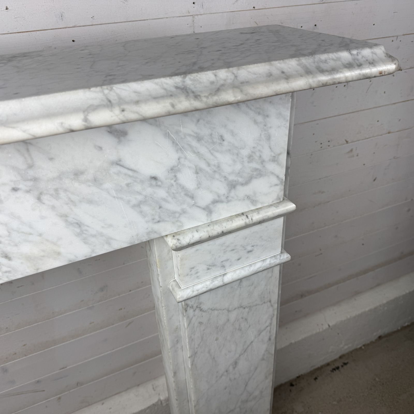 Large Original Edwardian White Marble Fire Surround photo vintage