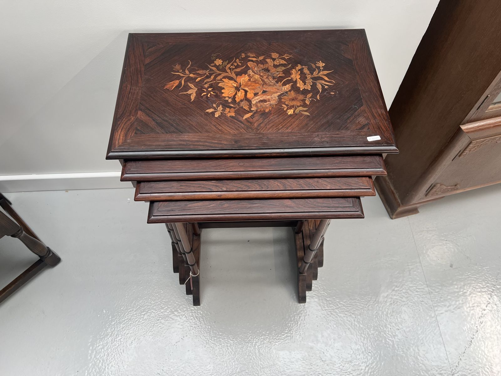 Furniture Antique Inlaid Nest Of 4 Tables photo