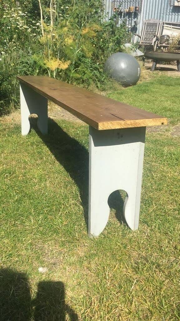 Rustic Painted Wooden Top High Bench Dining Conservatory Patio photo 79.0