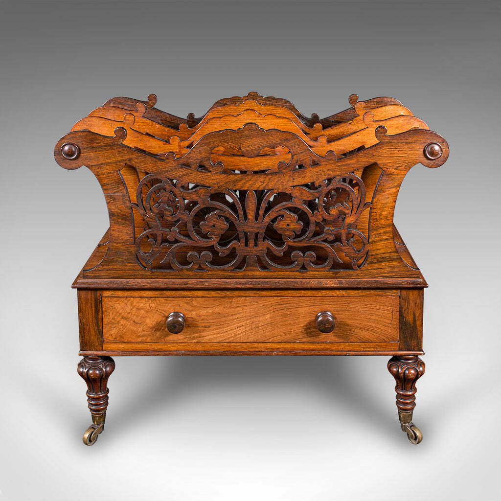 Antique Canterbury, English, Country House, Magazine Rack, William IV, C.1835 photo for sale