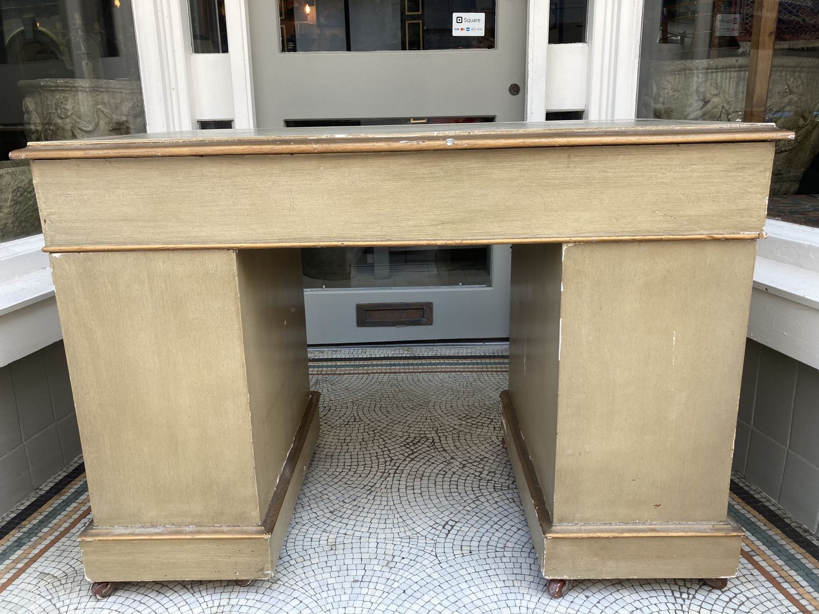 995.0 Charming 19thc Florentine Style Painted Pedestal Desk photo