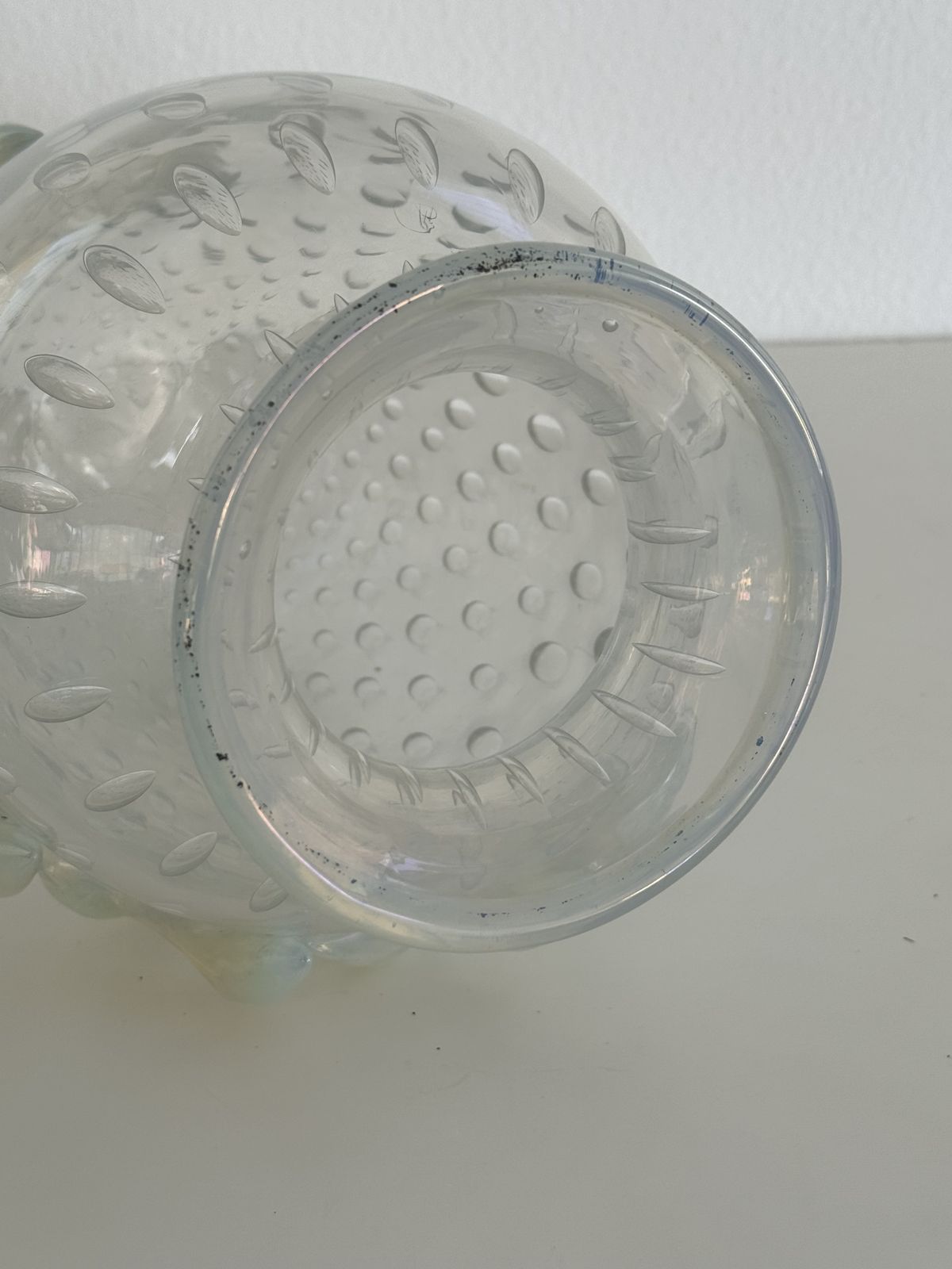 Italian Murano Glass Vase With Air Bubbles And Glass Garland photo vintage