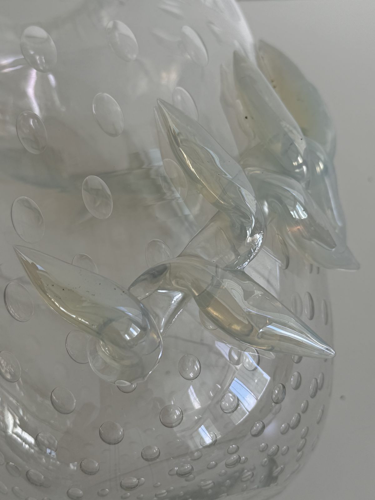 1250.0 Italian Murano Glass Vase With Air Bubbles And Glass Garland photo