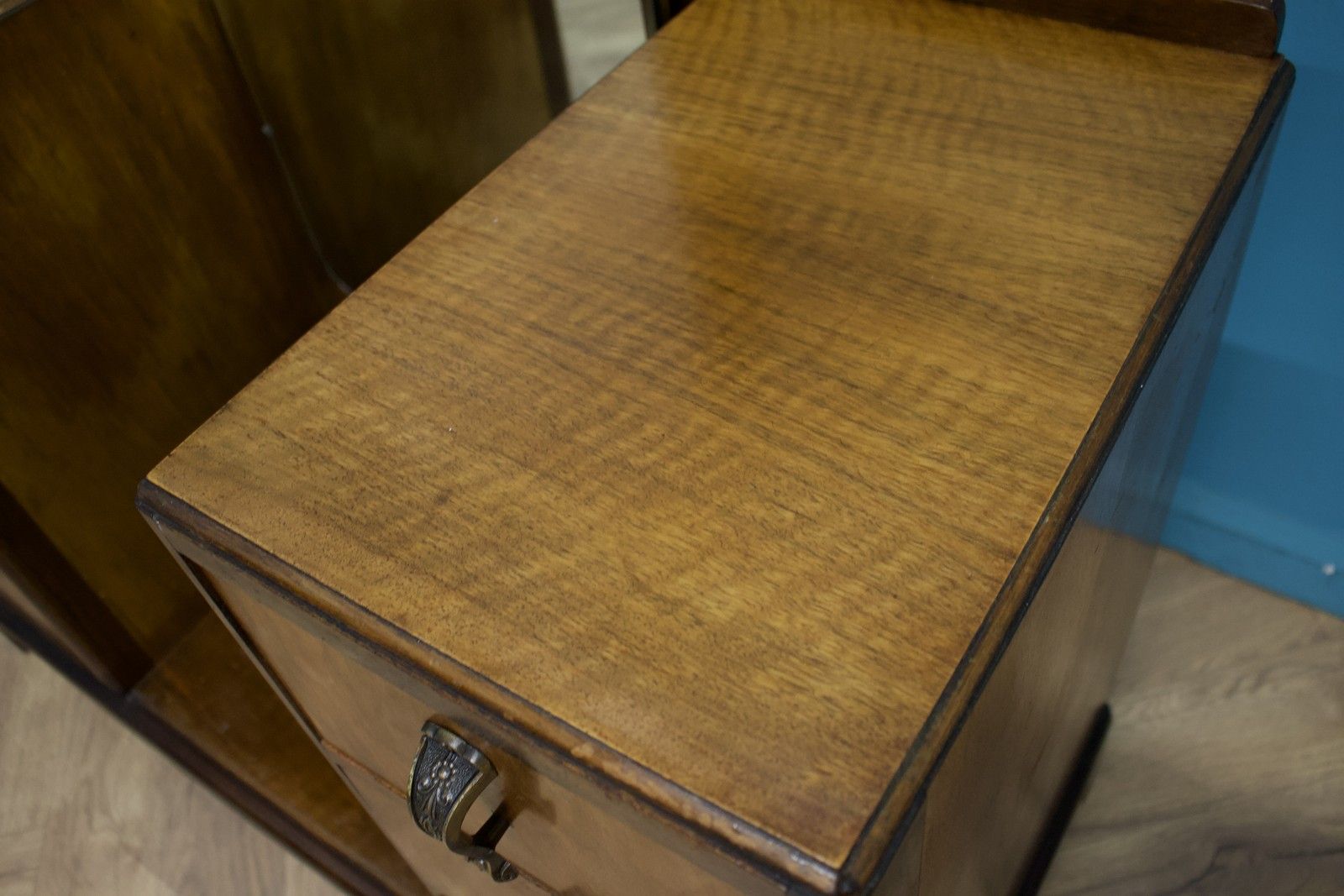 Vintage Art Deco Style Walnut Dressing Table Chest Beithcraft, 1950s #1594 photo buy