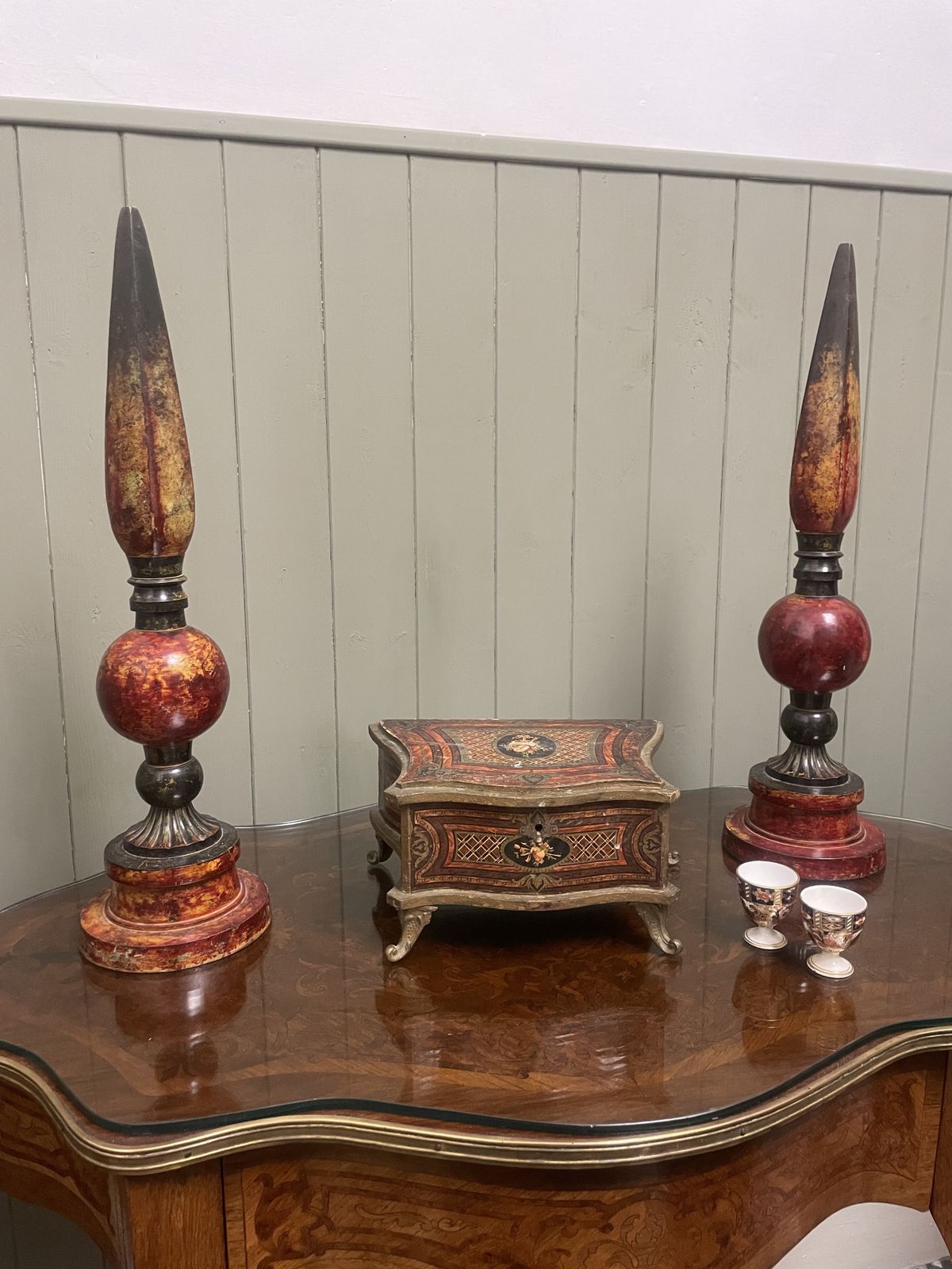 Antique 1920s Italian Cold Painted Bronze Patinated Decorative Obelisks photo Home Decor
