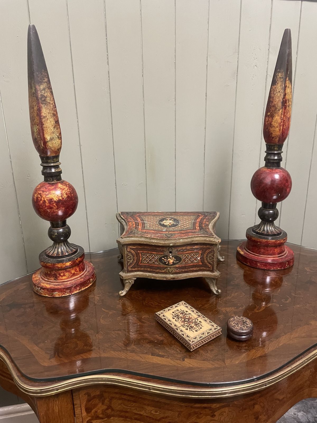 Antique 1920s Italian Cold Painted Bronze Patinated Decorative Obelisks photo buy