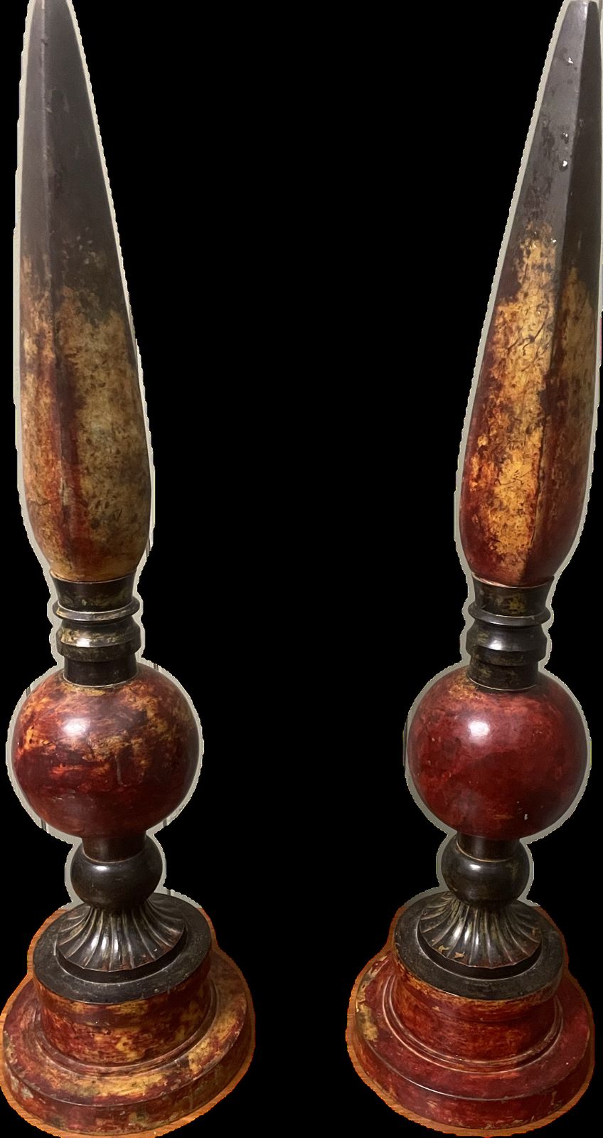 Home Decor Antique 1920s Italian Cold Painted Bronze Patinated Decorative Obelisks photo