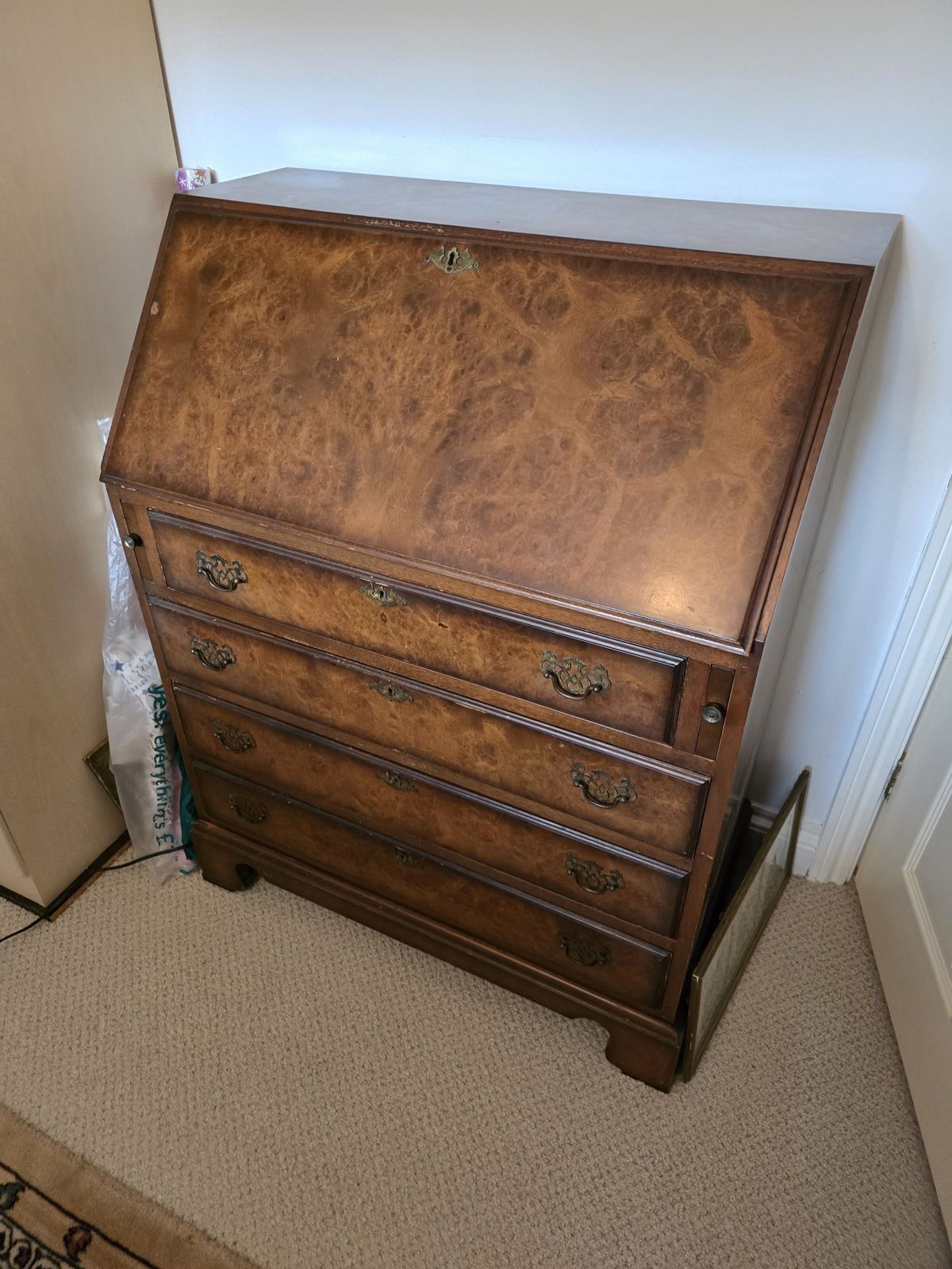 Antique Burr Walnut Writing Bureau From Cameo Furniture photo furniture