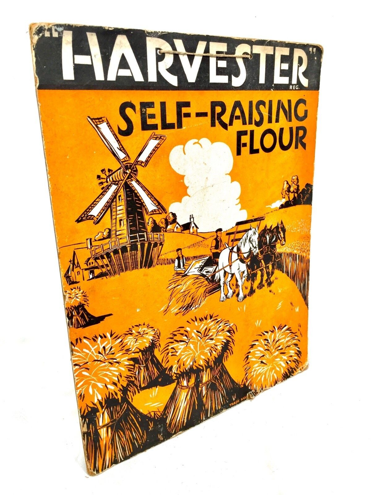 Antique Advertising Shop Display Showcard Sign For Harvester Selfraising Flour