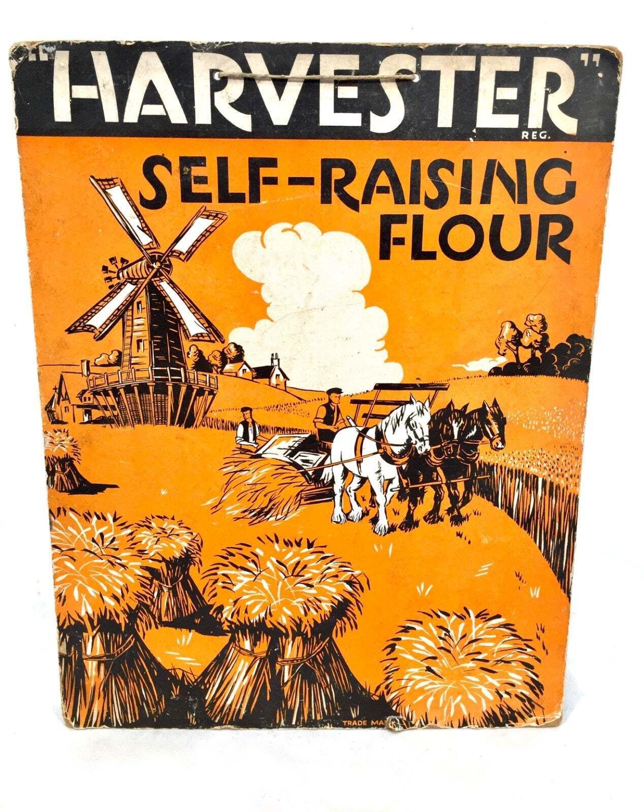 Antique Advertising Shop Display Showcard Sign For Harvester Selfraising Flour photo furniture
