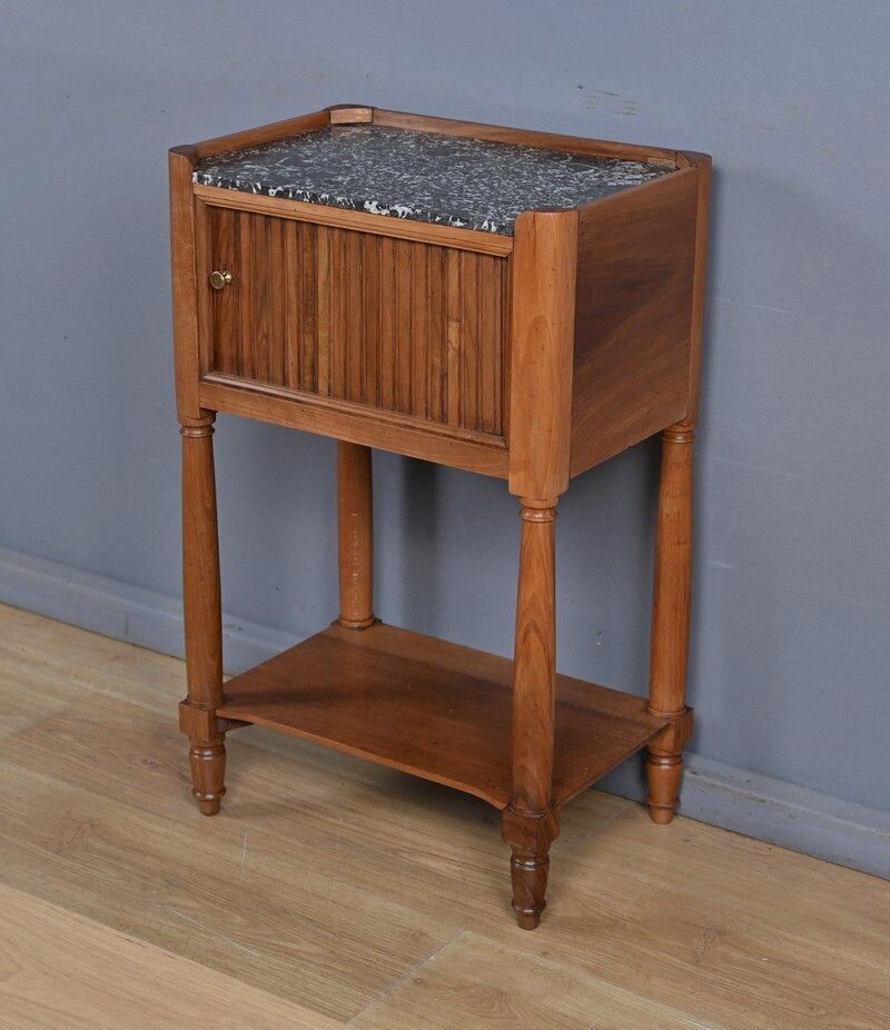 Walnut Bedside Table With Curtain, Louis XVI Style – Mid 19th Century photo Furniture