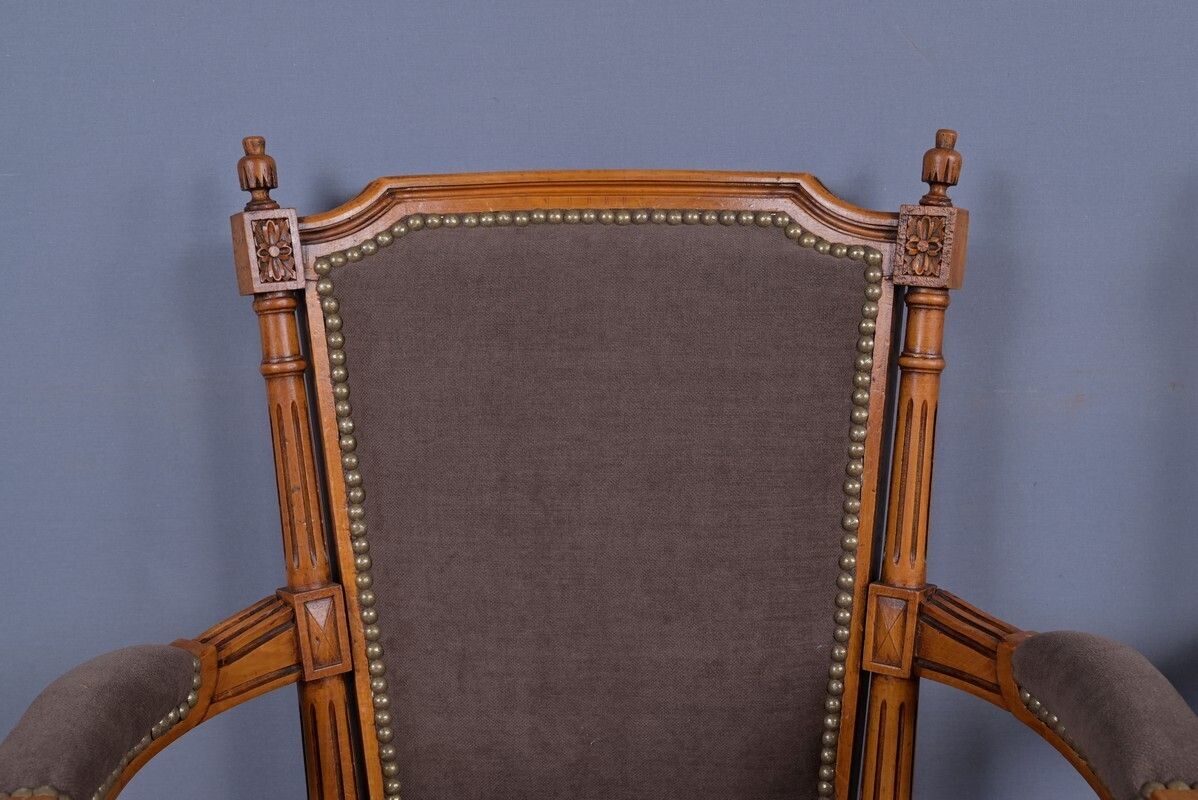 Pair Of Stained Beech Armchairs, Louis XVI Style – 1950 photo vinterior