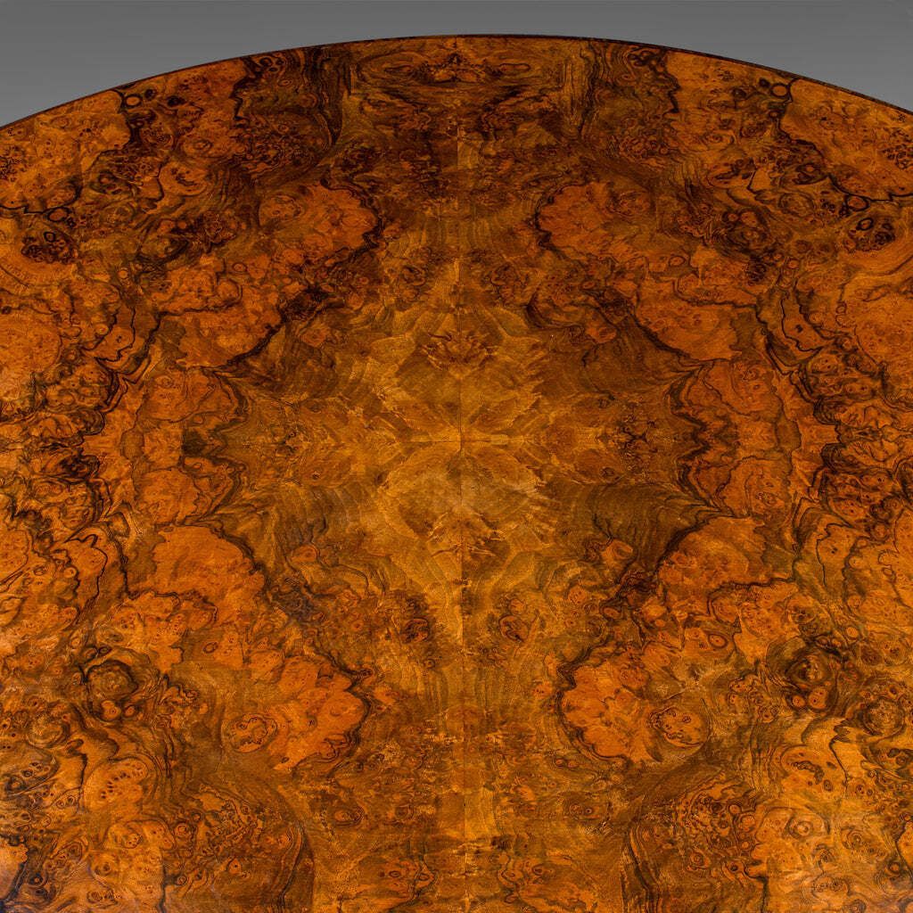 photo furniture Antique Display Table, English, Burr Walnut, 4 Seat, Oval, Centre, Victorian