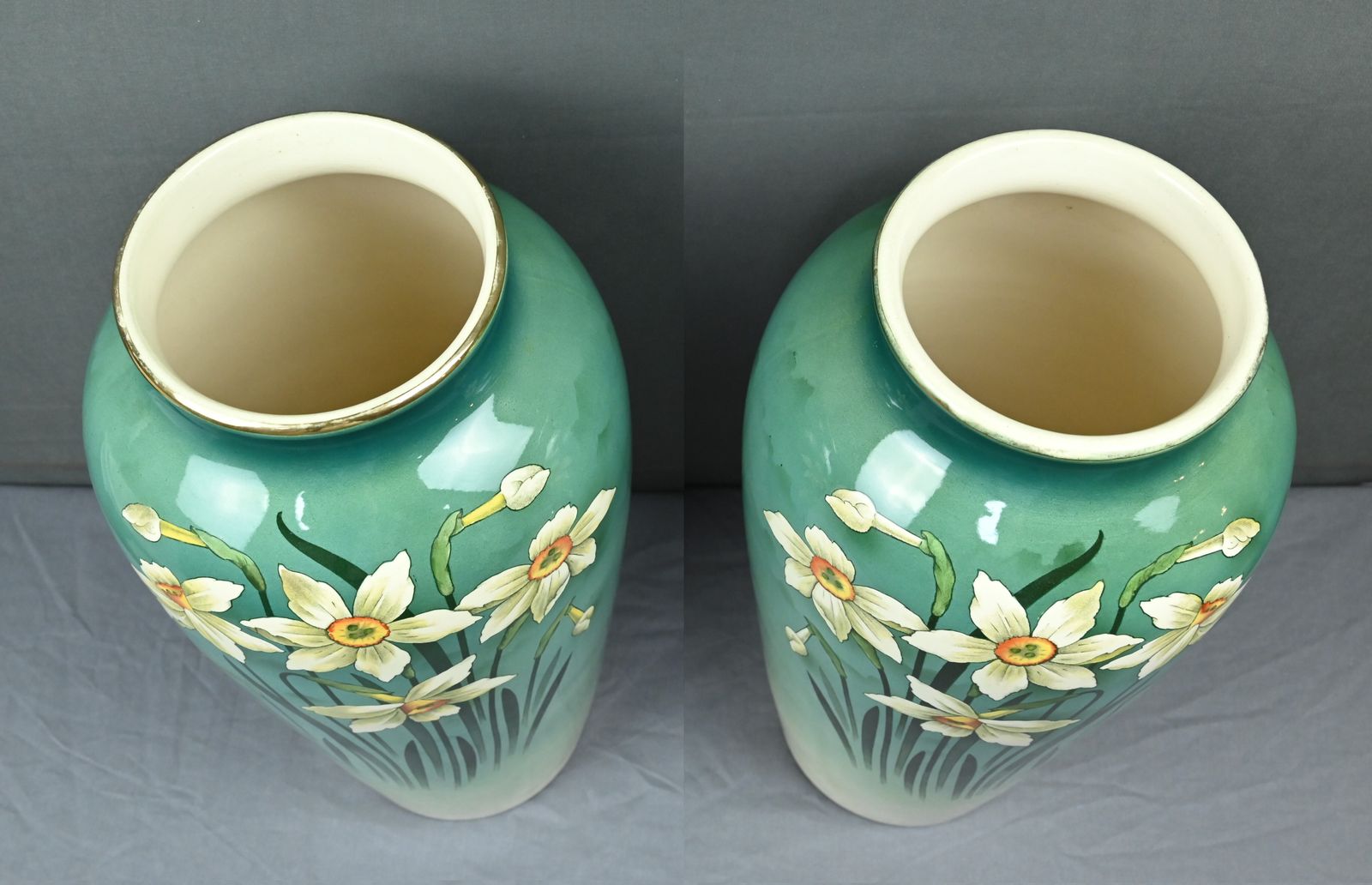 660.0 Pair Of Large Art Nouveau Vases, Fives Lille Pottery – Early 20th Century photo