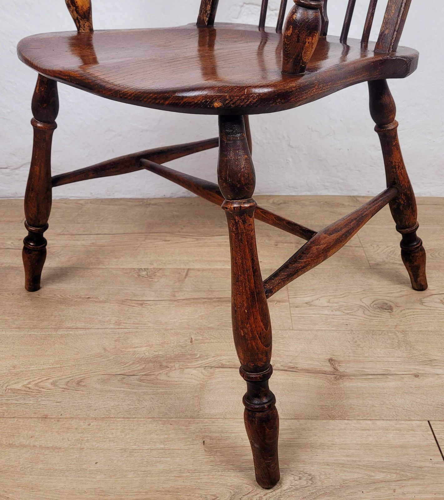 210.0 Vintage Kitchen Armchair Elm Farmhouse Country Pierced Back photo