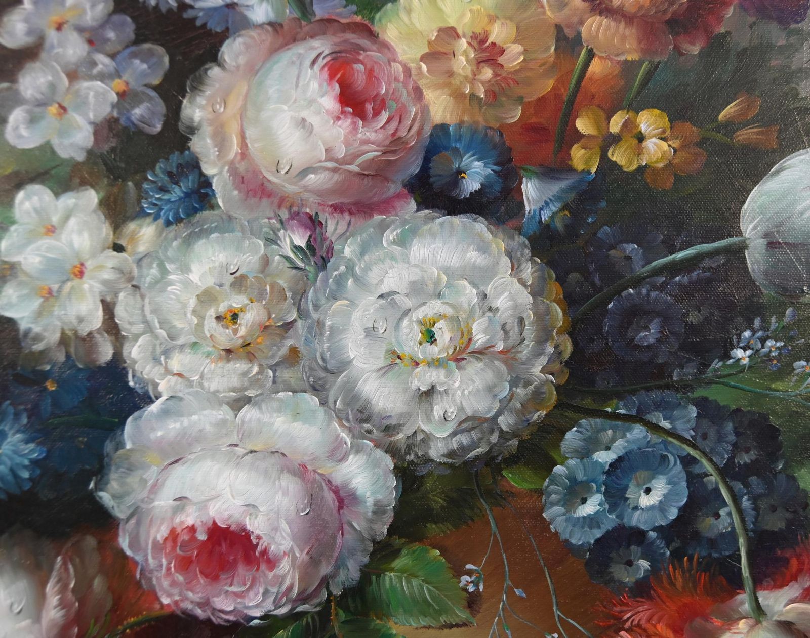Georgian Floral Still Life Oil Painting Signed L.Ernest photo vinterior