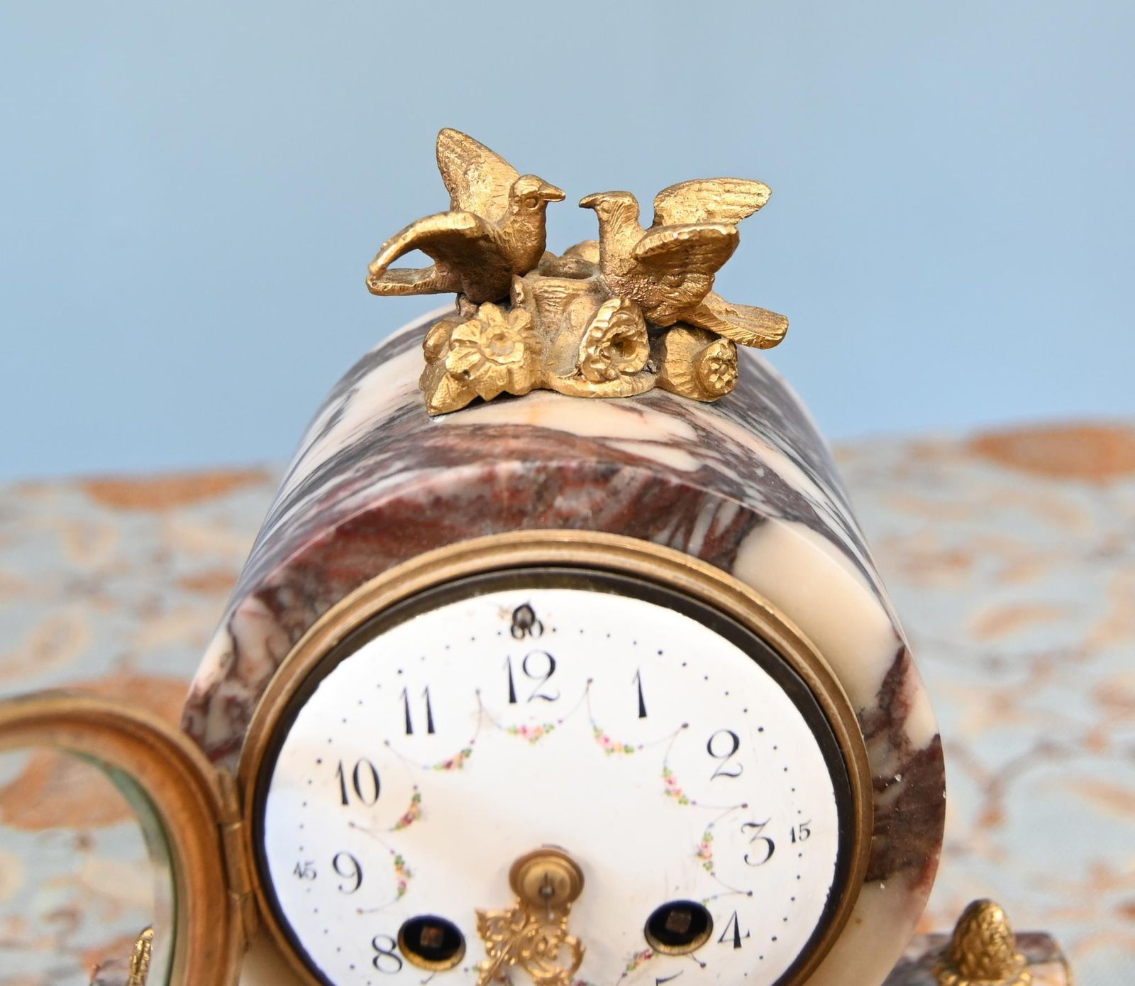 Louis XVI Clock Set Garniture Marble Gilt Candelabras French 1890 photo vinterior