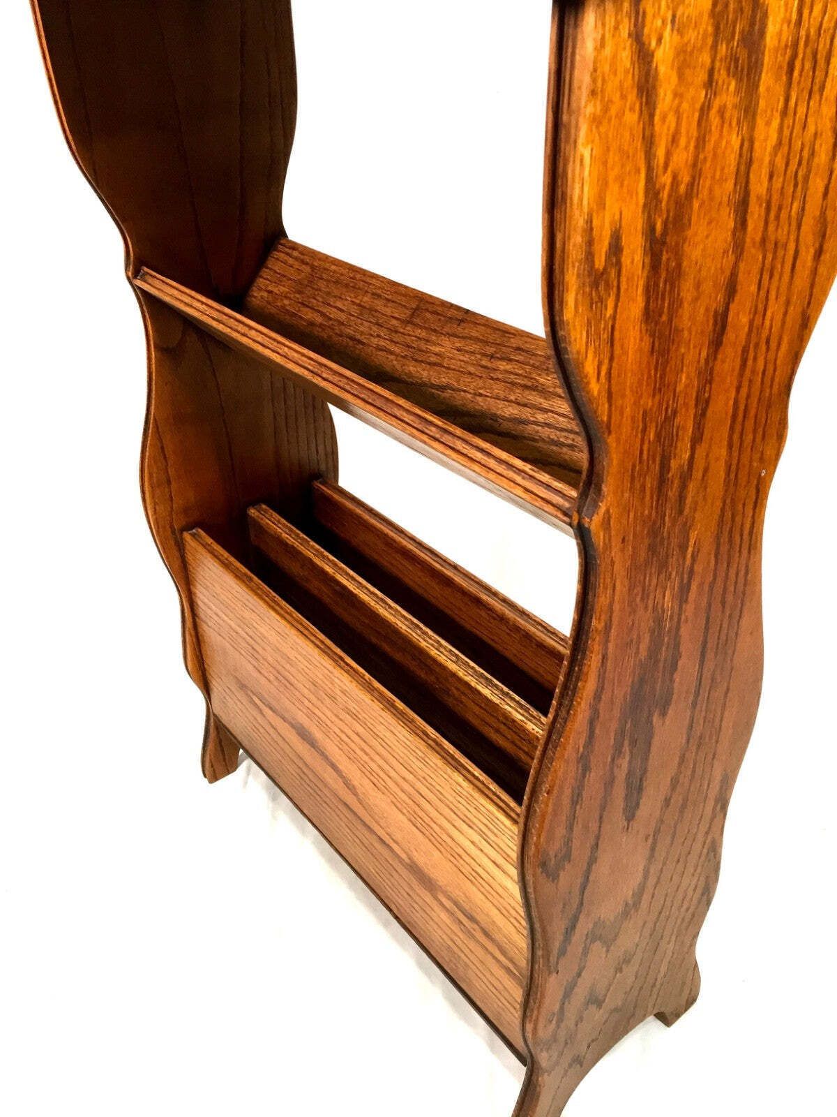 Antique Oak Wooden Arts & Crafts Book Trough / Side Lamp Table / Magazine Stand photo furniture