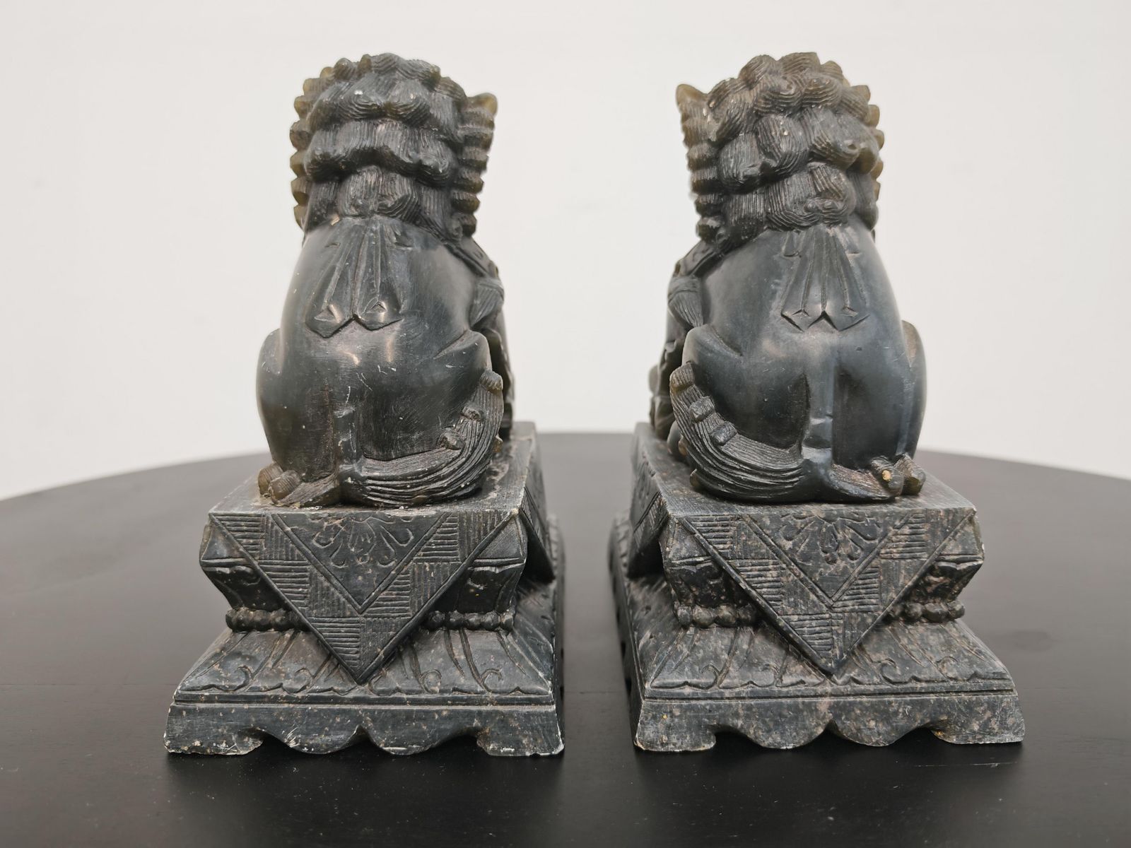 photo for sale Pair Of Antique Hand Carved Jade Foo Dogs, China 19th Century