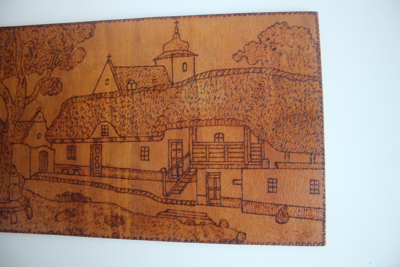 Art Deco Hand Burned Woodblock Print, Pyrography, Circa 1920's. photo for sale