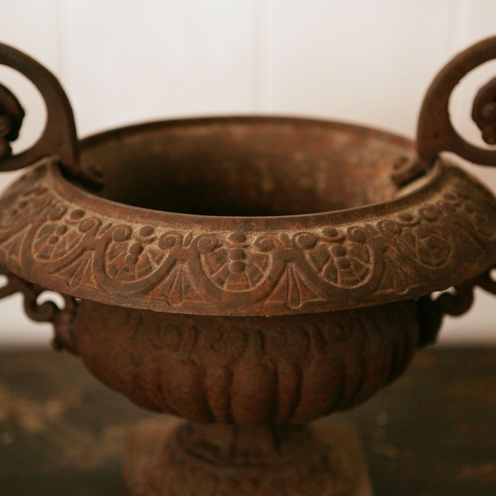 Pair Of Decorative Cast Iron Urns. photo for sale