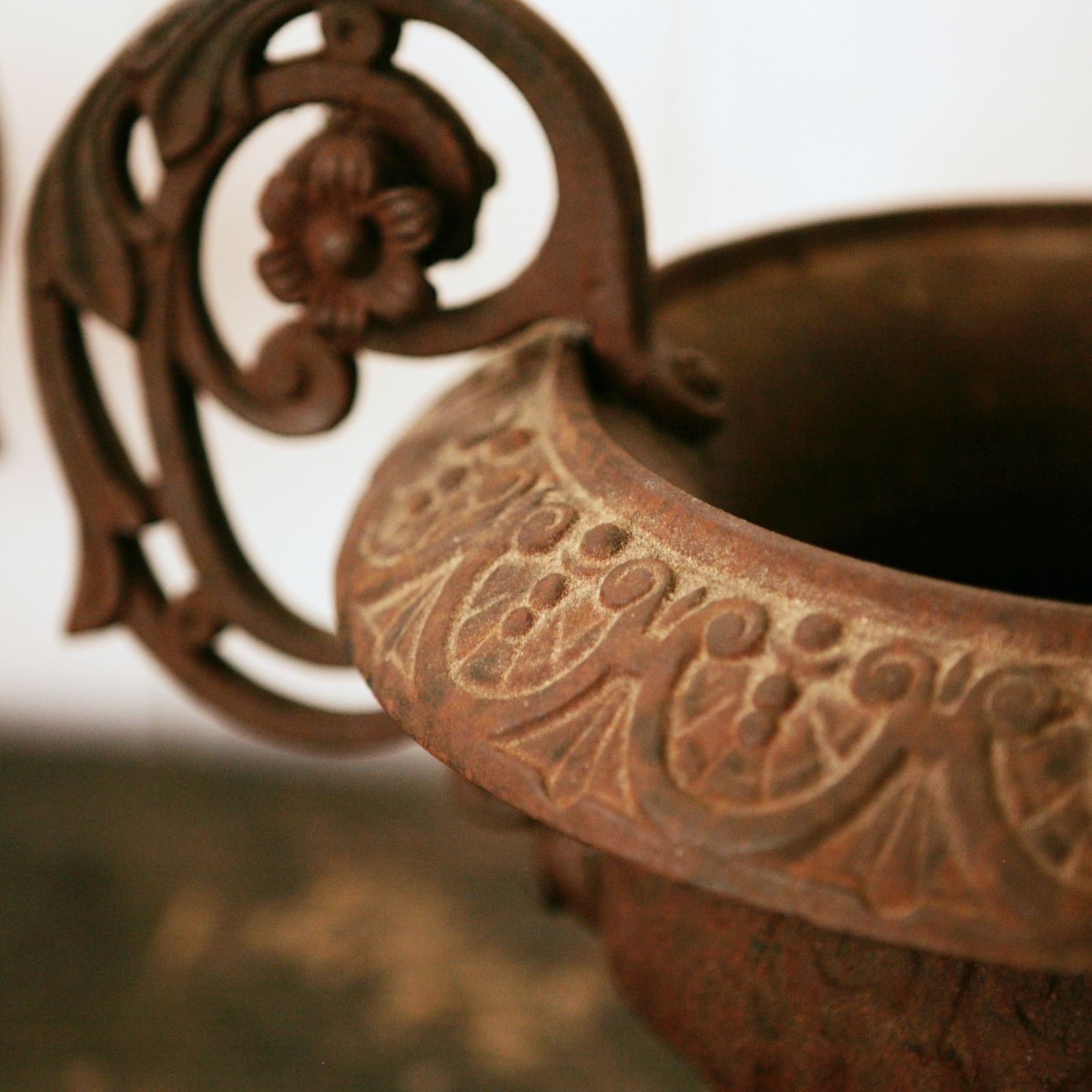 Pair Of Decorative Cast Iron Urns. photo furniture