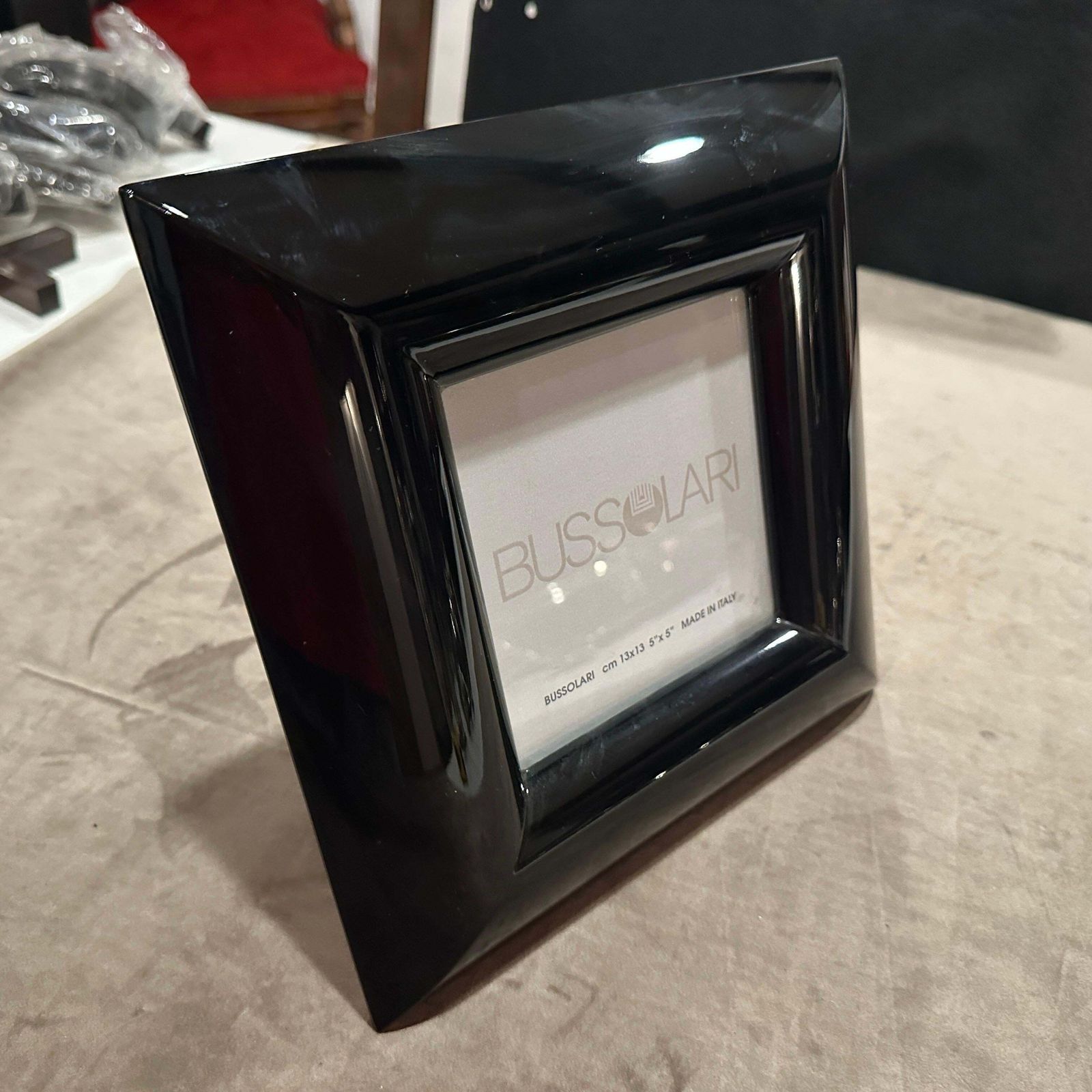 1990s Modern Black Lacquered Wood Italian Square Picture Frame By Bussolari photo for sale
