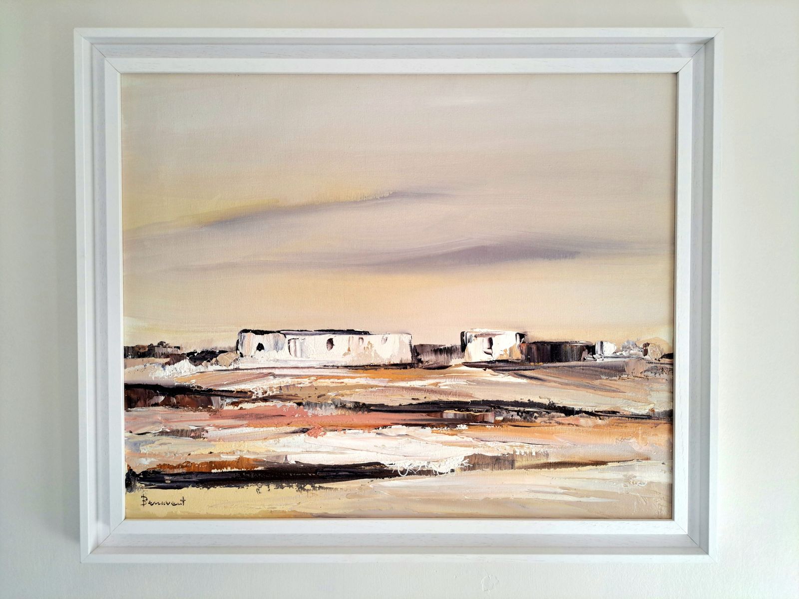 Art Oil Painting Of An Abstract Landscape | Custom Frame | 20th Century photo