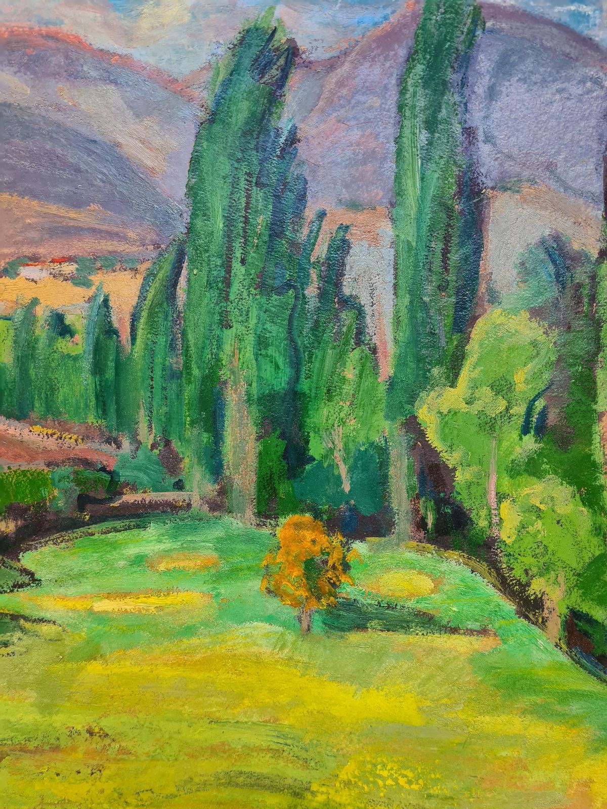 Fauvist French Landscape, The Cyprus Trees Byjean Perret photo furniture